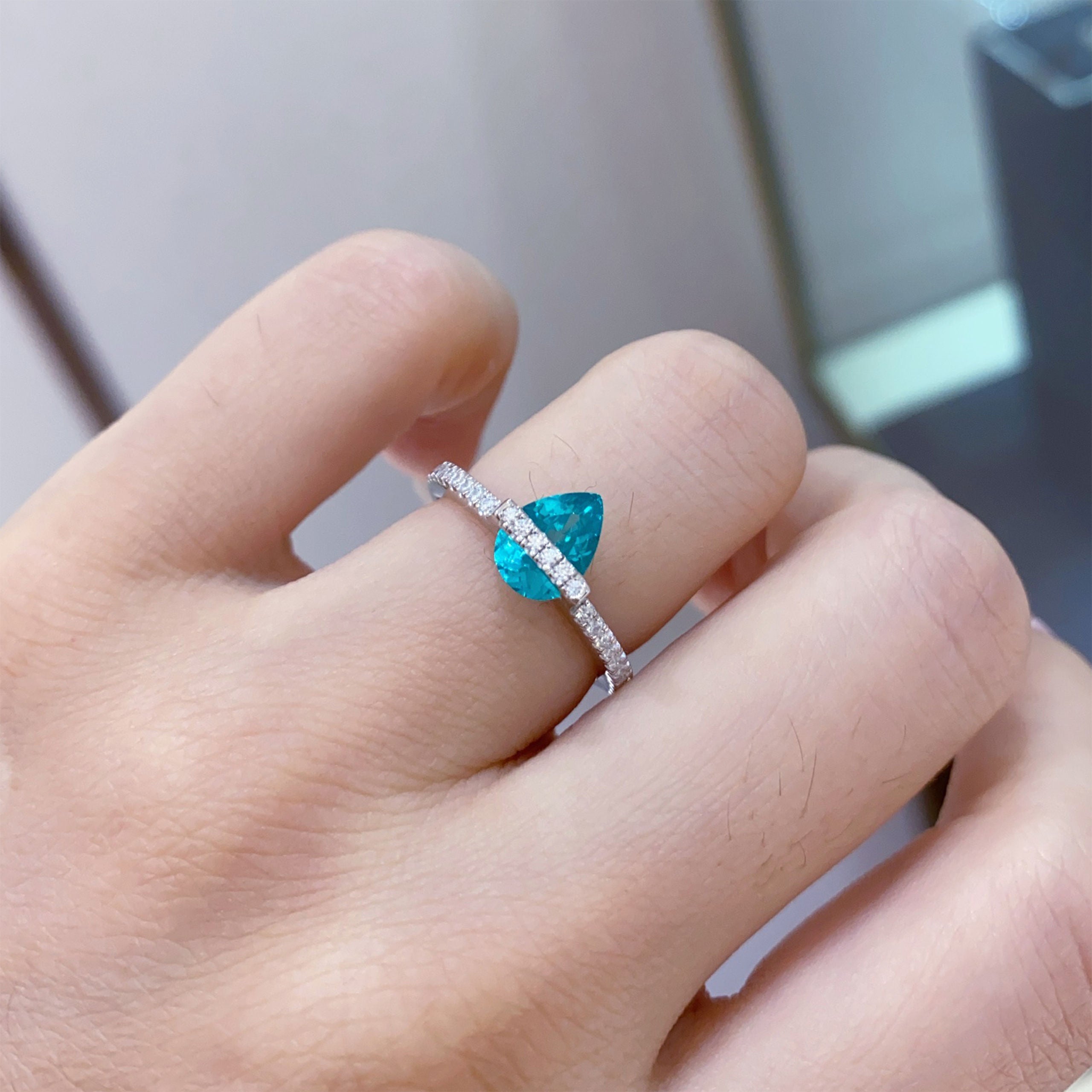 Pear-Shaped Paraiba Ring | Silver Ring