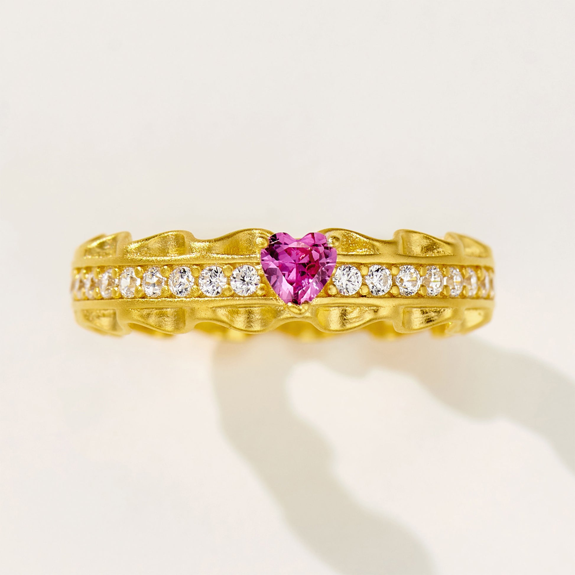 Sweetheart  Pink Heart Zircon Ring | Silver Ring