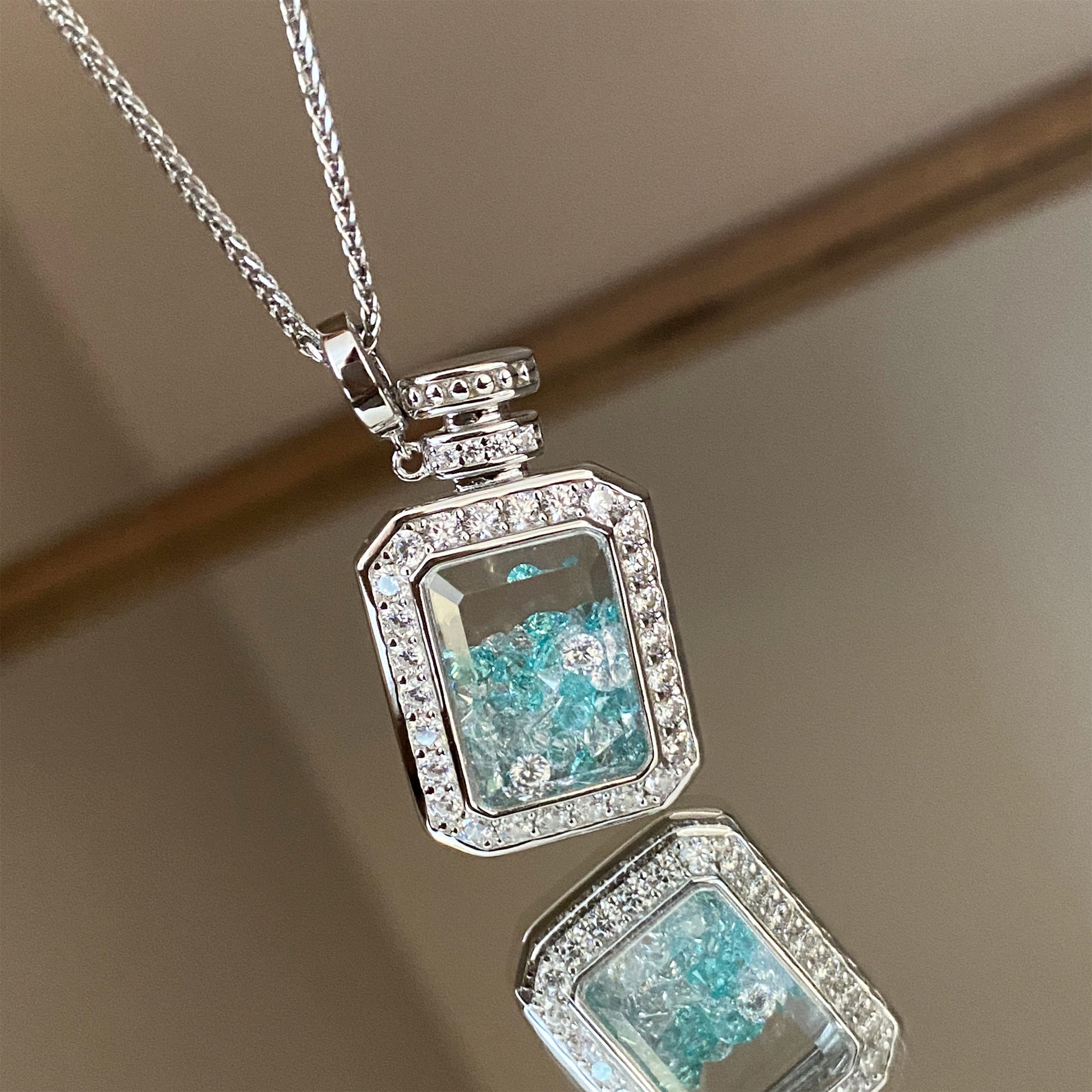 Halo Quicksand Wish Bottle Pendant｜Silver Necklace