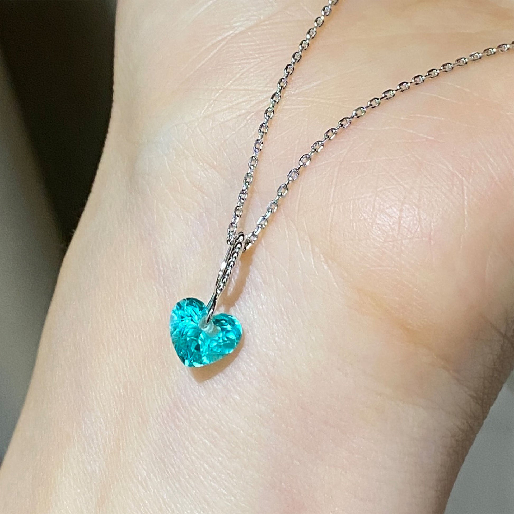 Paraiba Simple Heart Necklace｜Silver Necklace