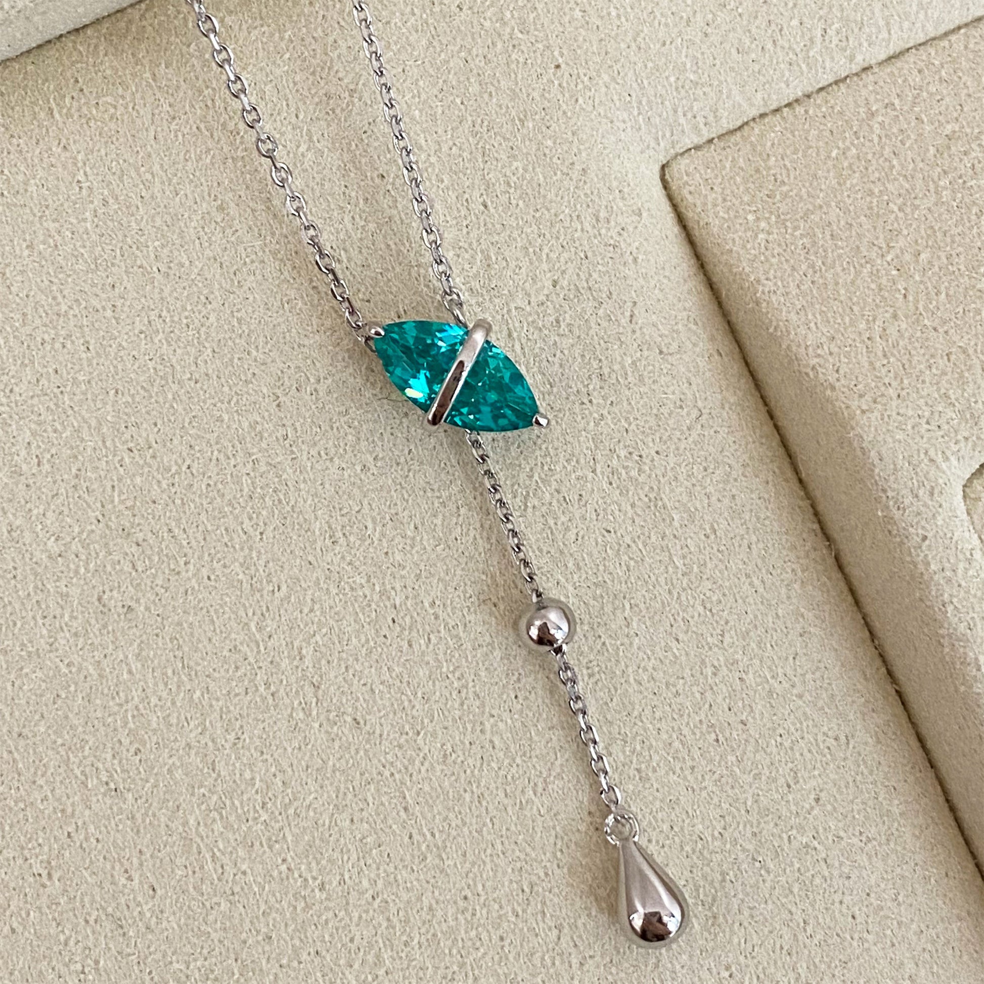Marquise Y-Shaped Tassel Necklace｜Silver Necklace