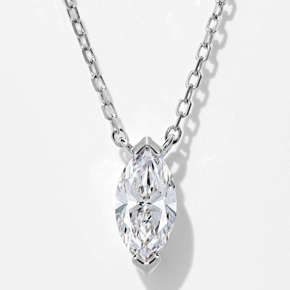 Lab Grown Diamond Marquise Pendant | Silver Necklace