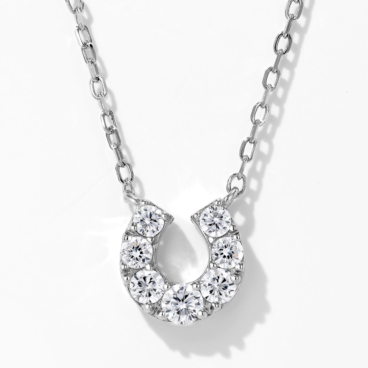 Lab Grown Diamond U Shaped Pendant | Silver Necklace