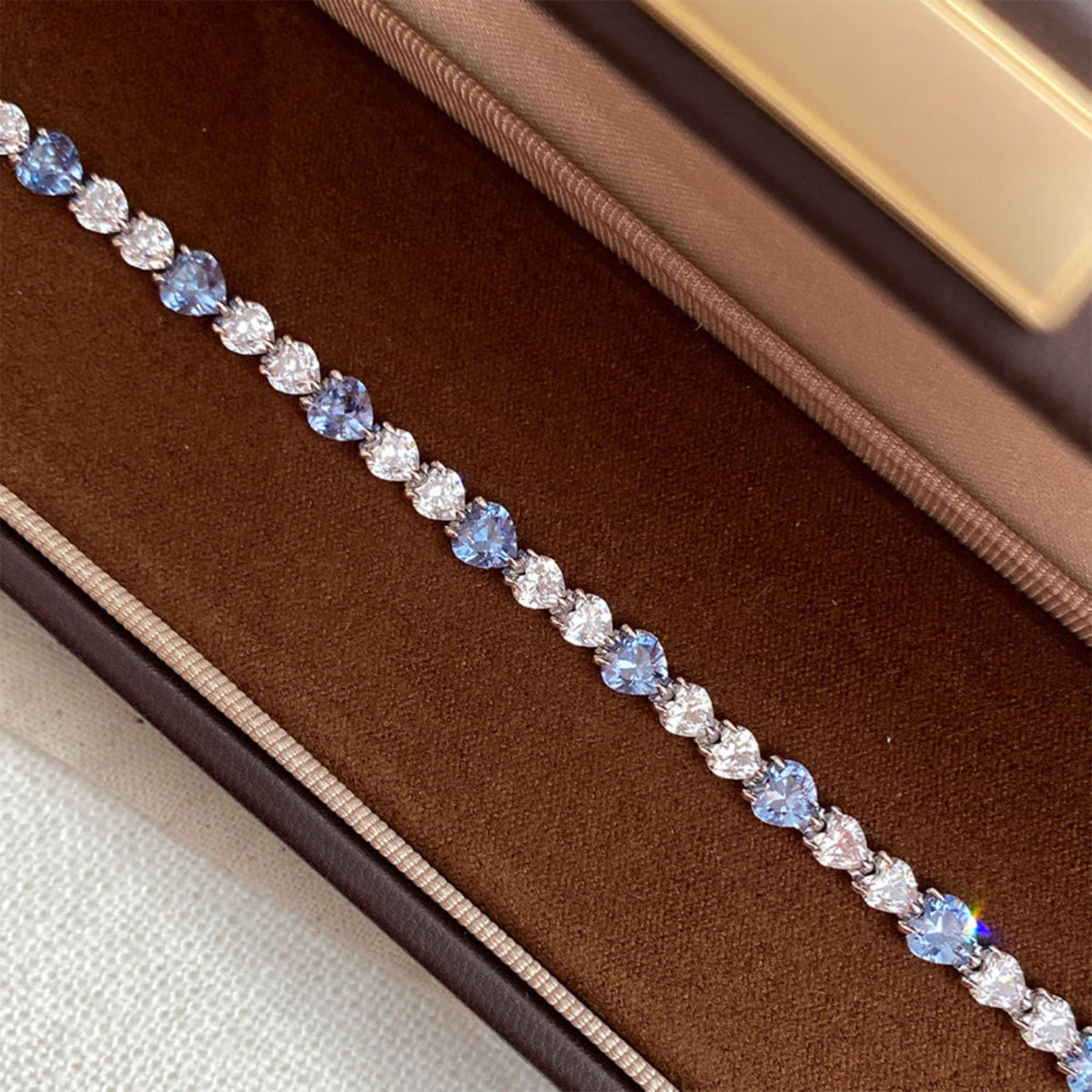 Blue Gemstone Heart Bracelet ｜Silver Bracelet