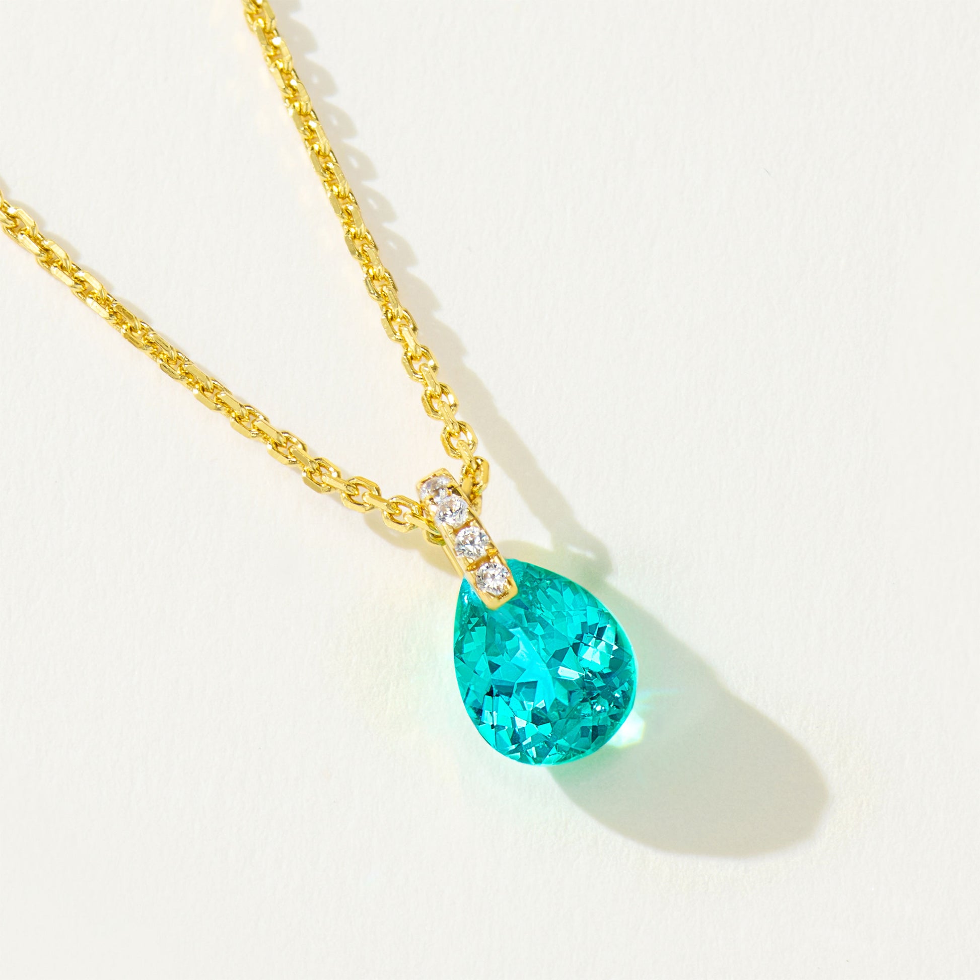 Paraiba Pear-Cut Necklace | Silver Necklace