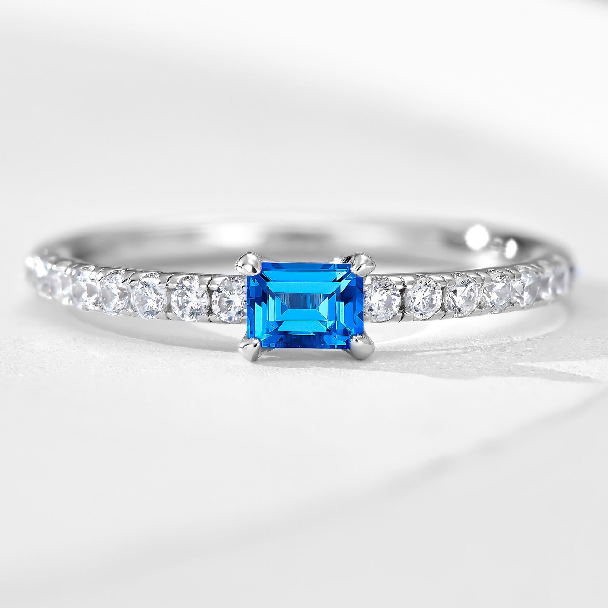 Blue Gemstone Band Ring | Silver Ring
