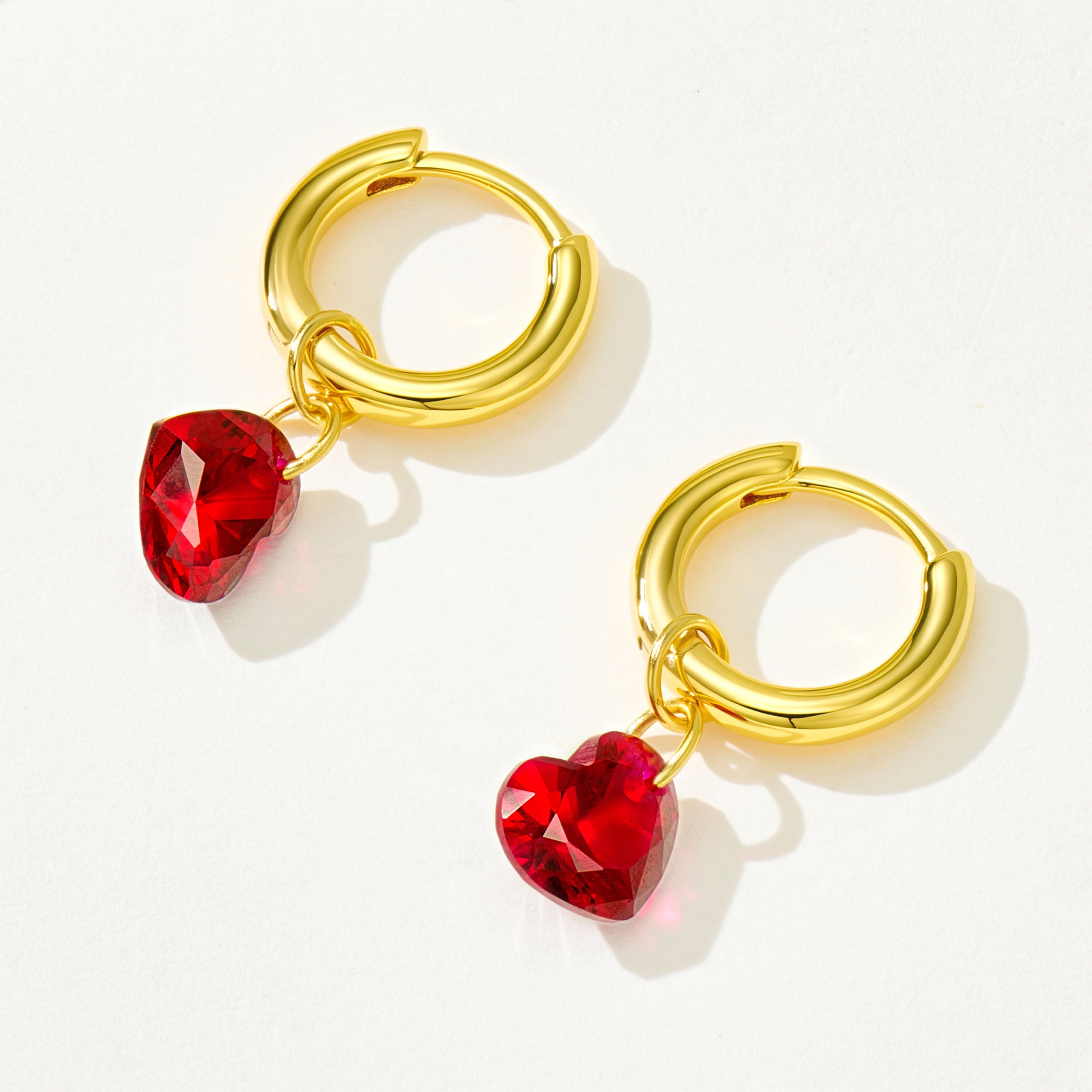 Ruby Heart Earrings | Silver Earrings