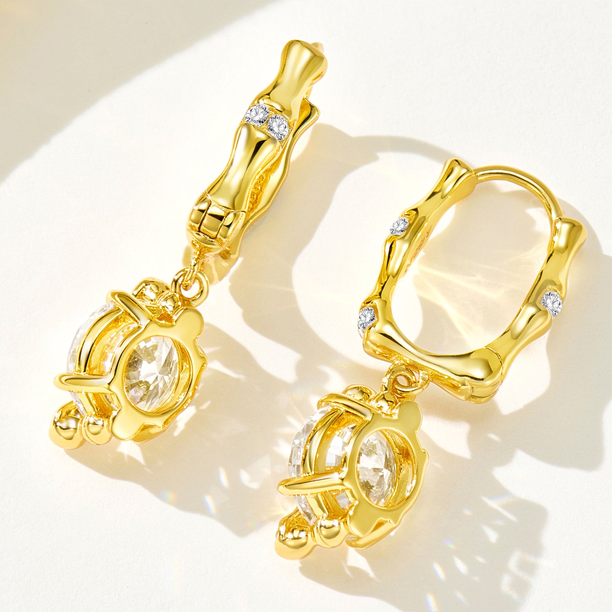 Gold-Plated Bamboo-shaped  Earrings | Silver Earrings