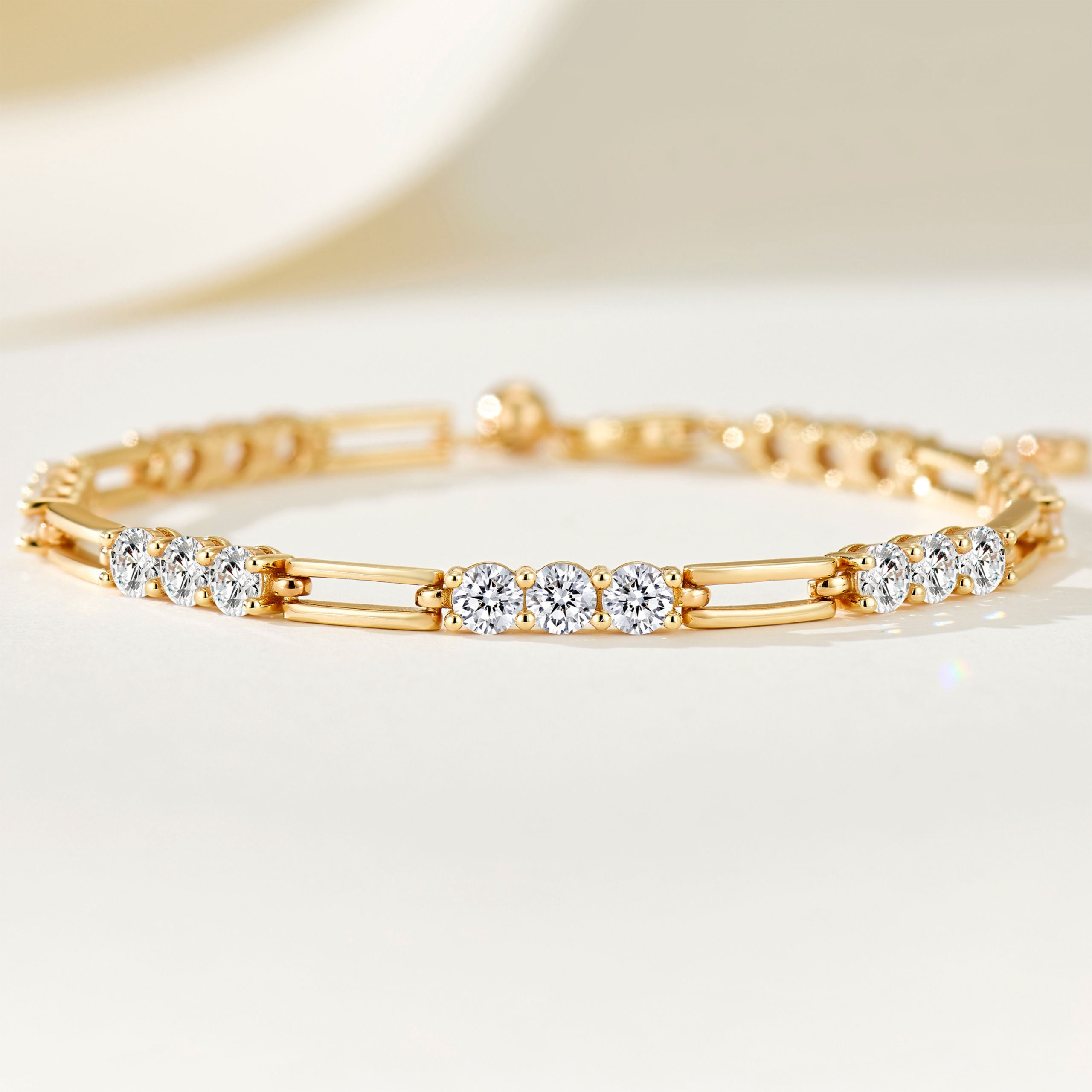 Hollow Three Stone Clasp Bracelet｜Silver Bracelet