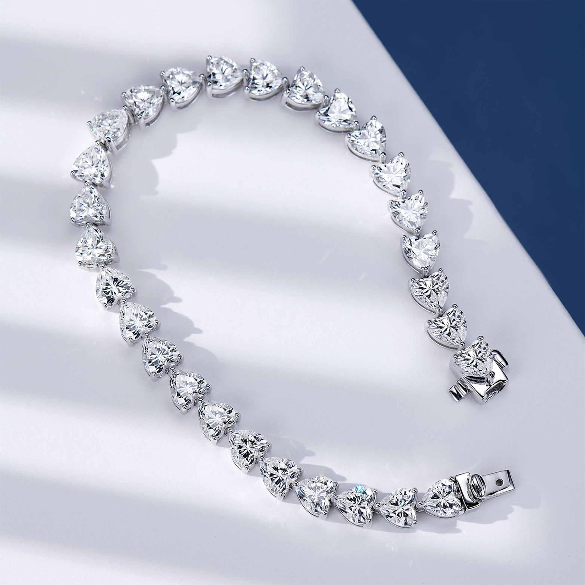 Romantic Heart-Cut Sterling Silver Bracelet