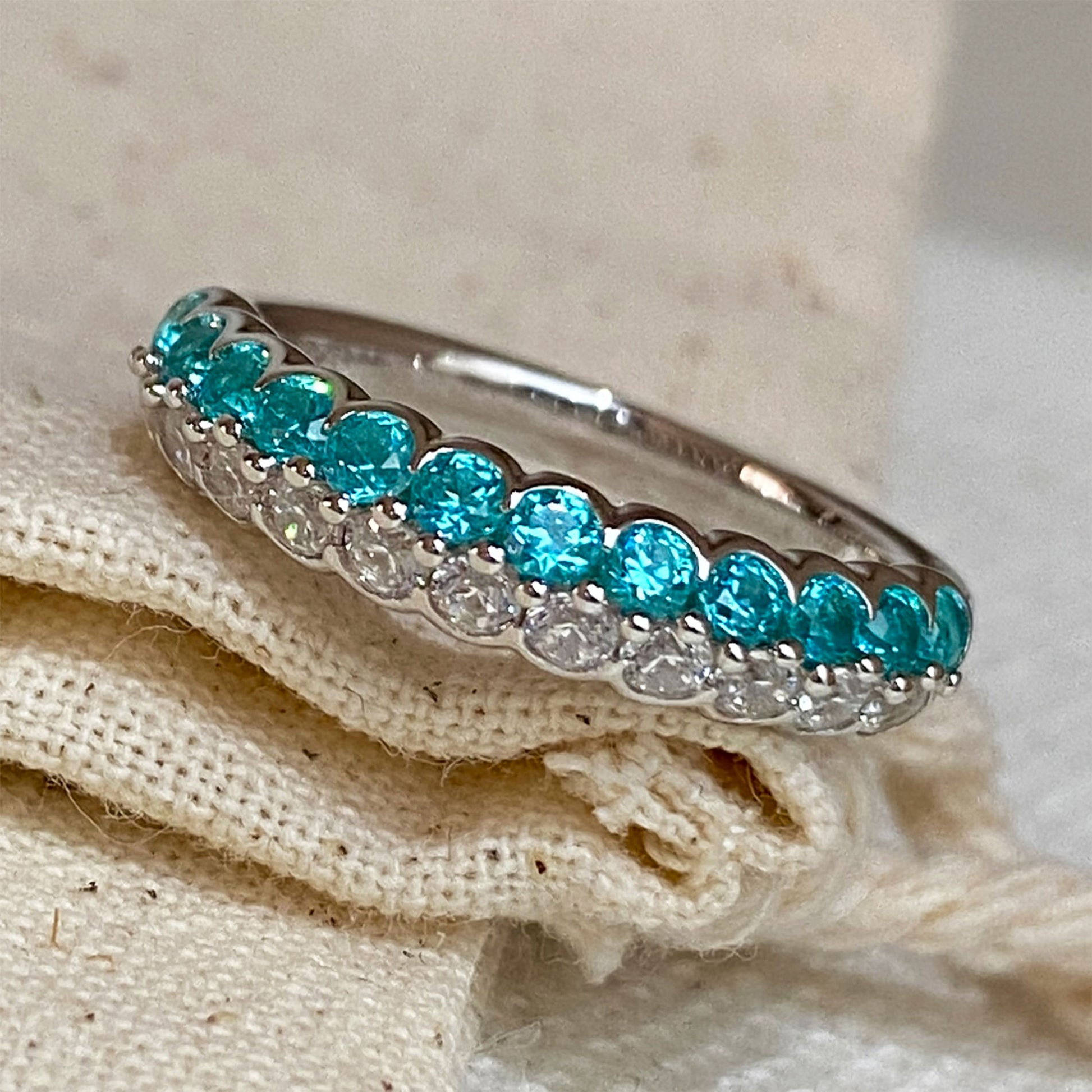 Double-row Paraiba Ring | Silver Ring