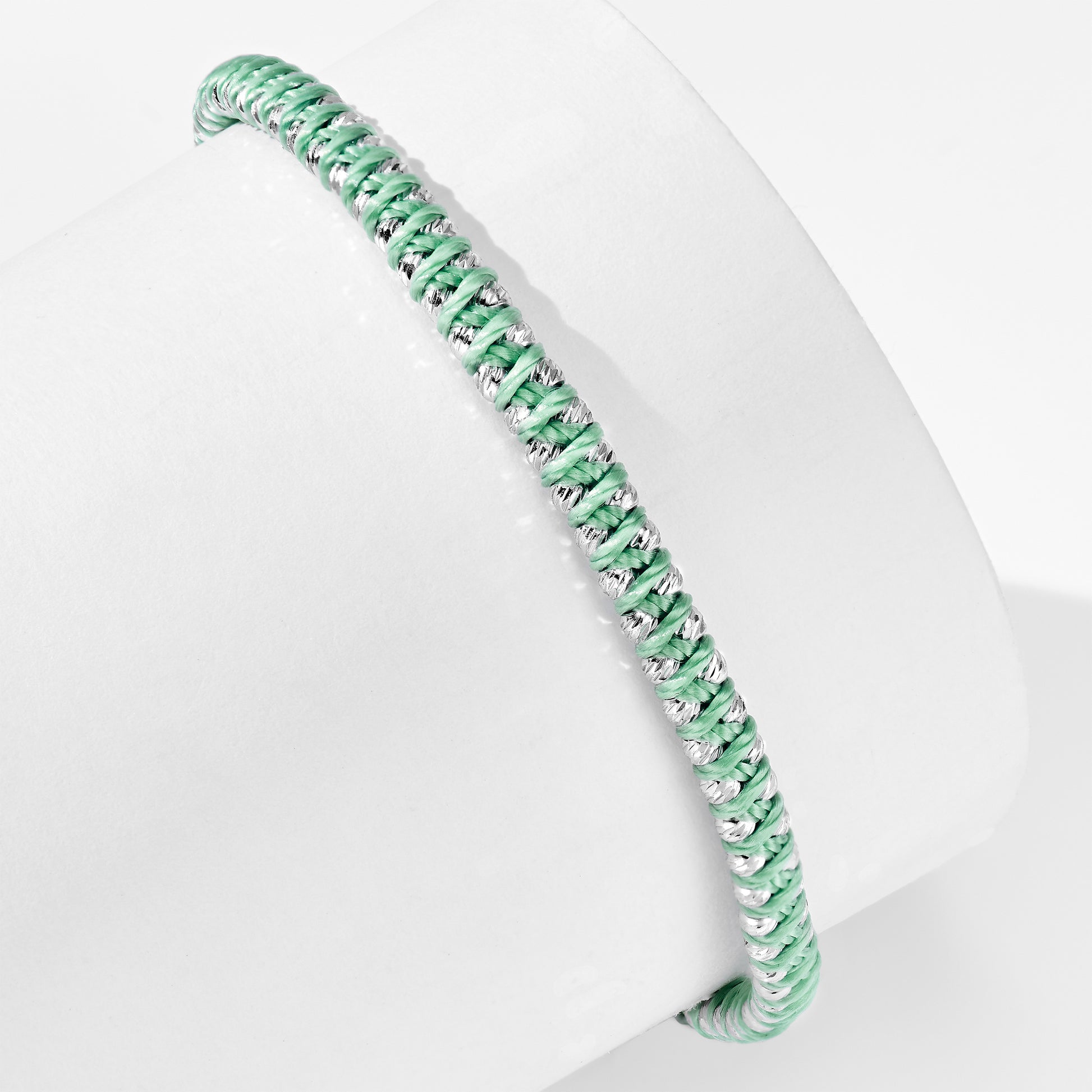 Chic Woven Mint Green Bracelet｜Silver Bracelet