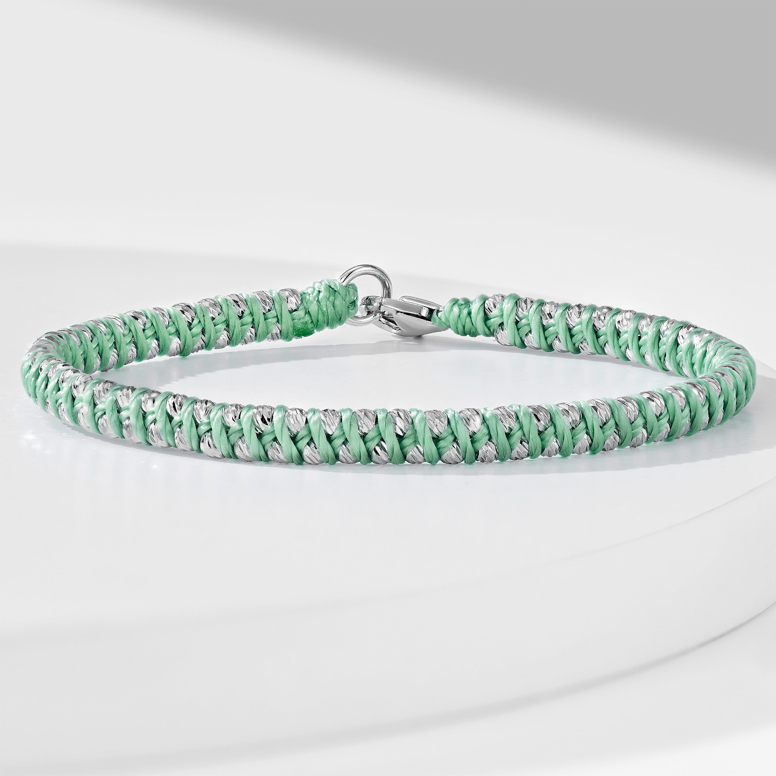 Chic Woven Mint Green Bracelet｜Silver Bracelet
