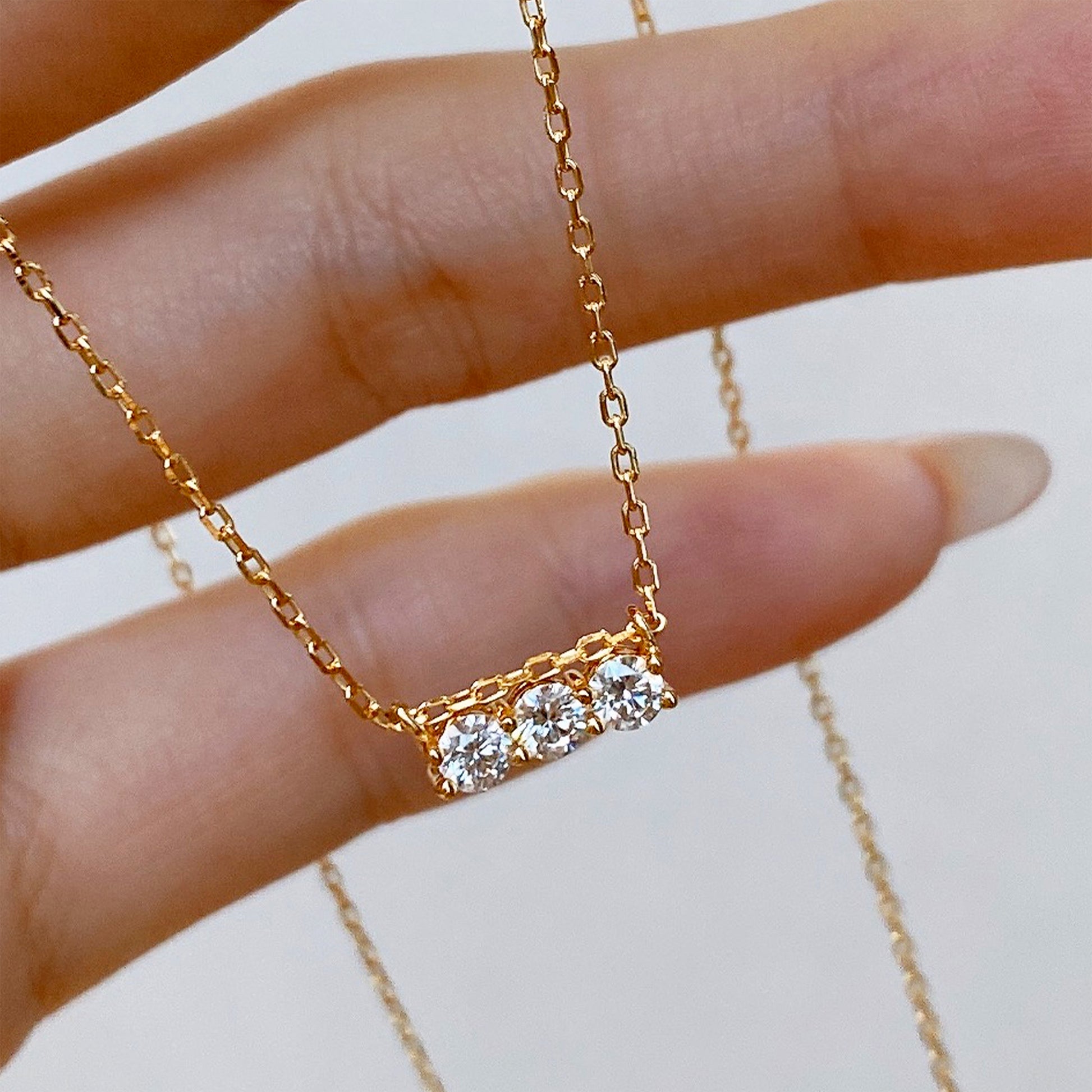Moissanite Balance Beam Necklace｜Silver Necklace