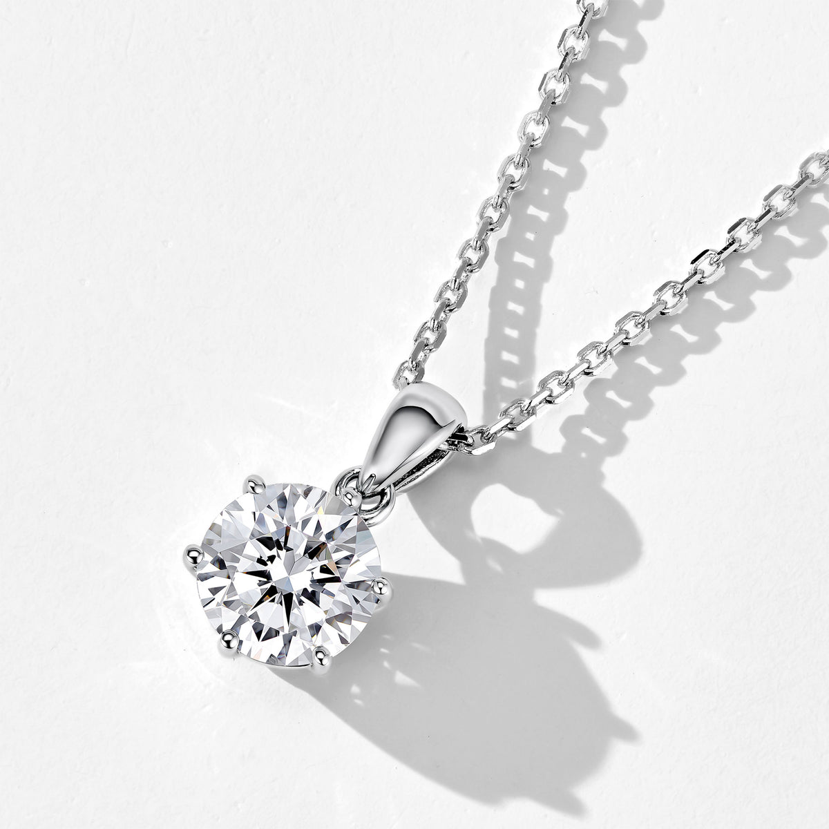 Lab Grown Diamond Solitaire Pendant | Silver Necklace