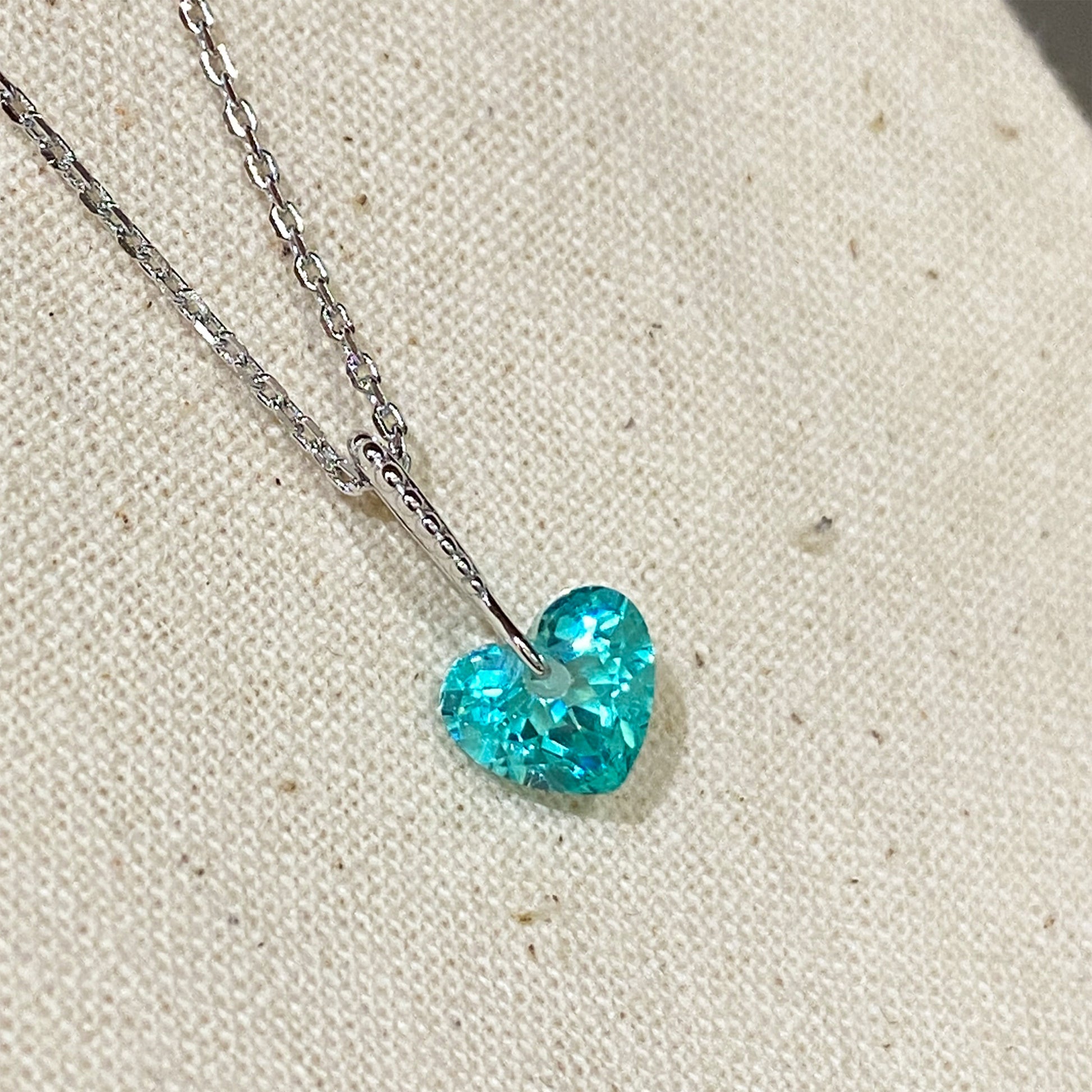 Paraiba Simple Heart Necklace｜Silver Necklace
