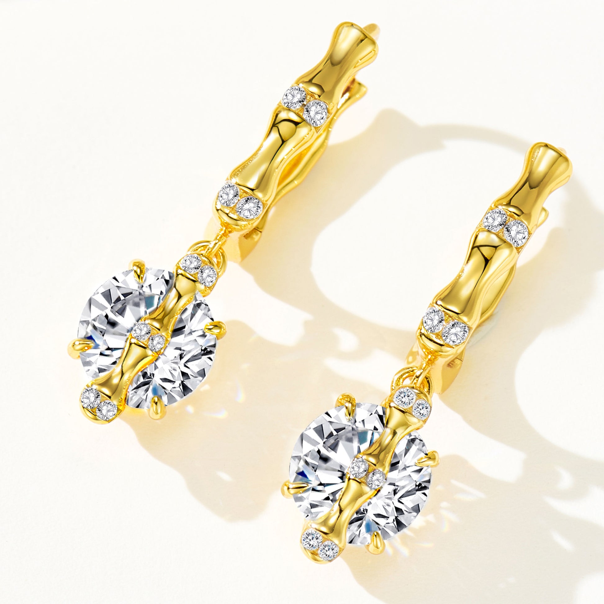 Gold-Plated Bamboo-shaped  Earrings | Silver Earrings