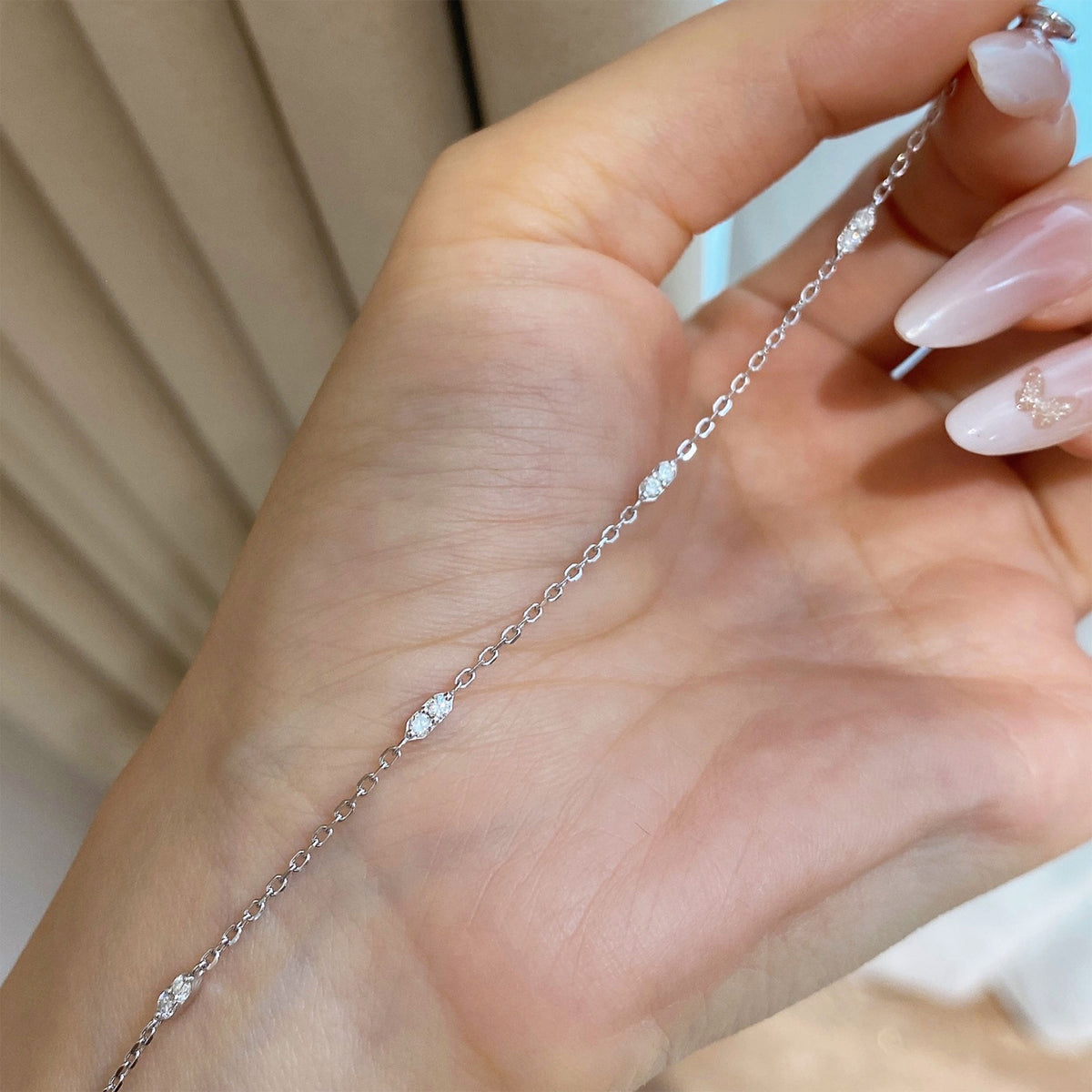 Mini Lab Grown Diamond Star Station Bracelet | Silver Bracelet