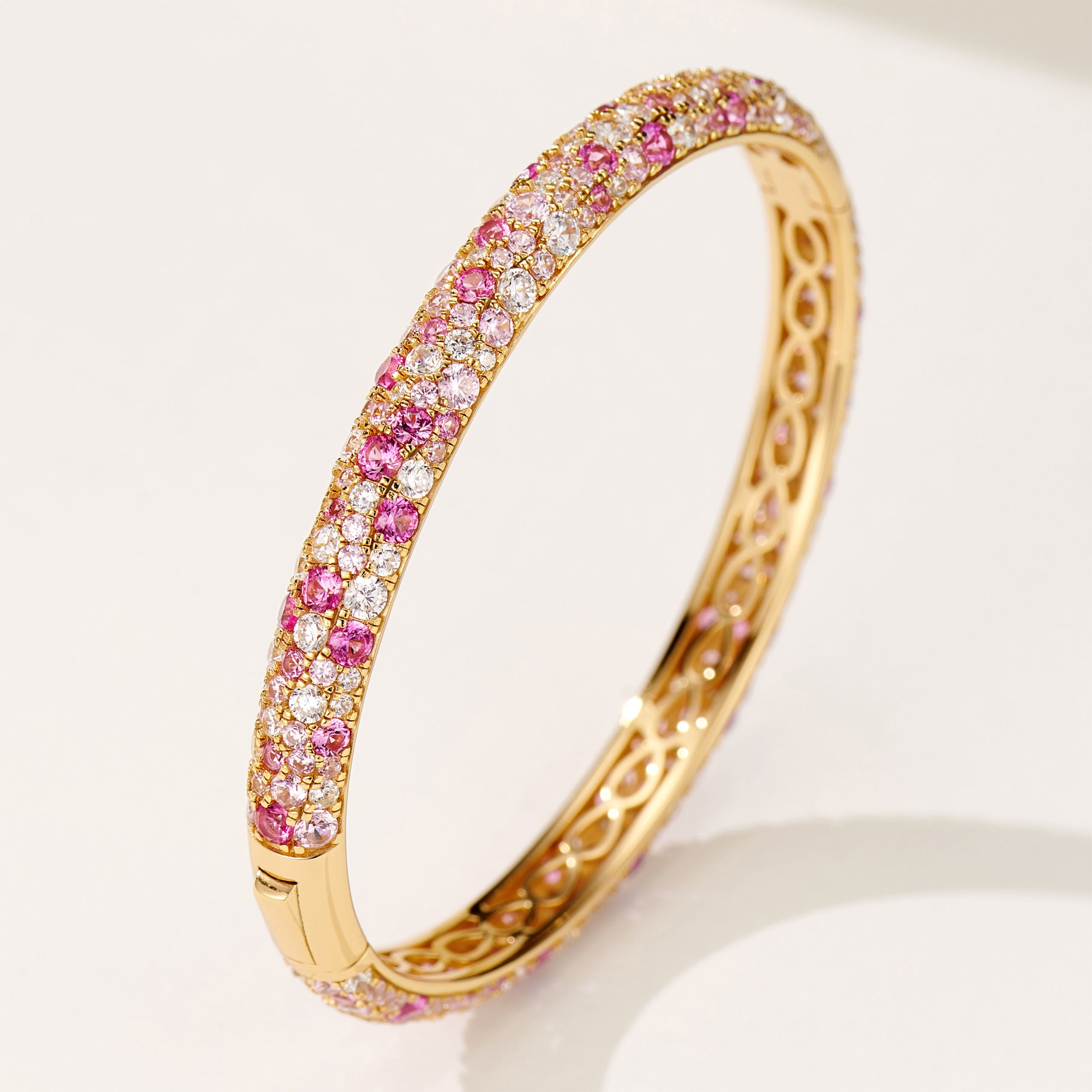 Gradient Pink Zircon Bangle | Silver Bracelet