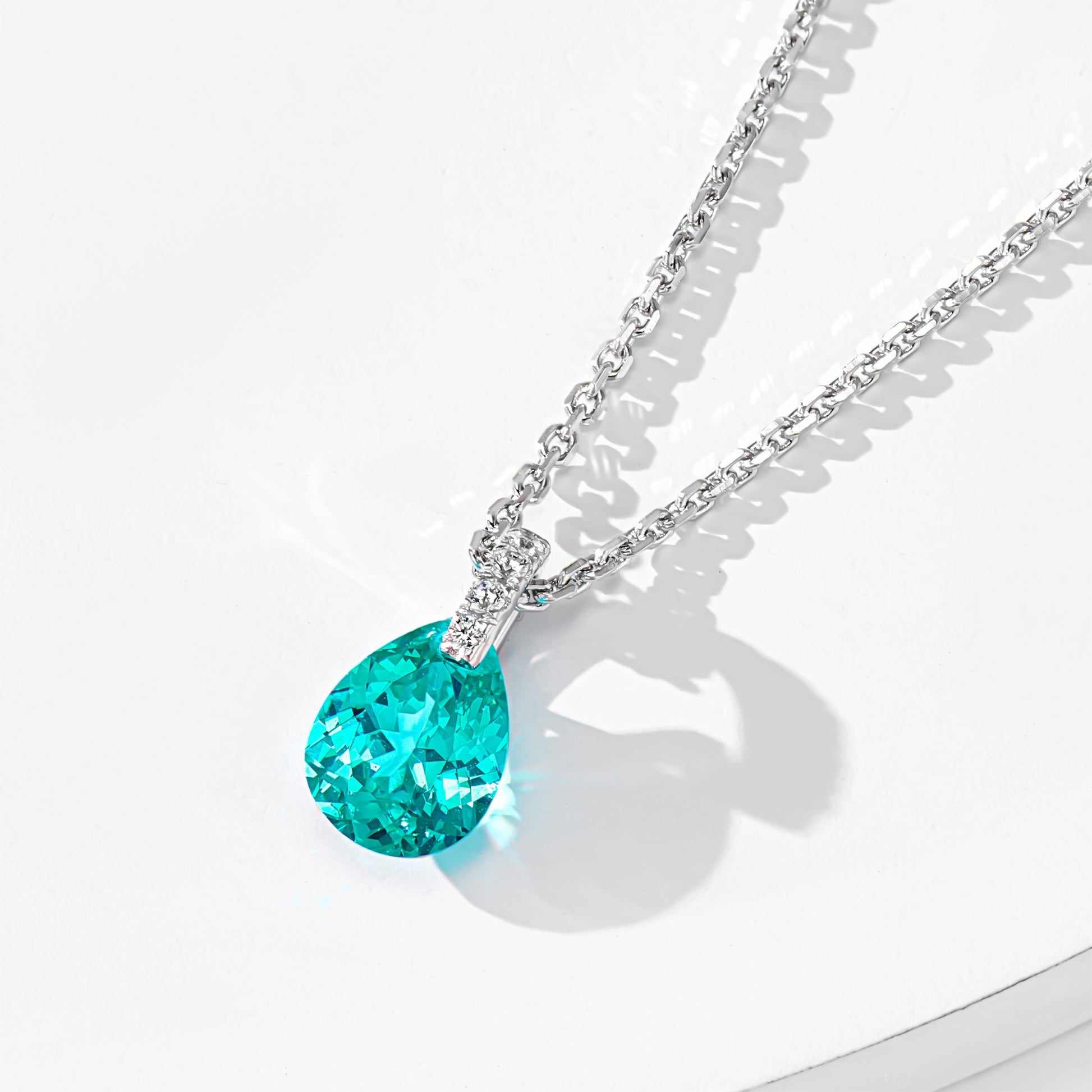 Paraiba Pear-Cut Necklace | Silver Necklace