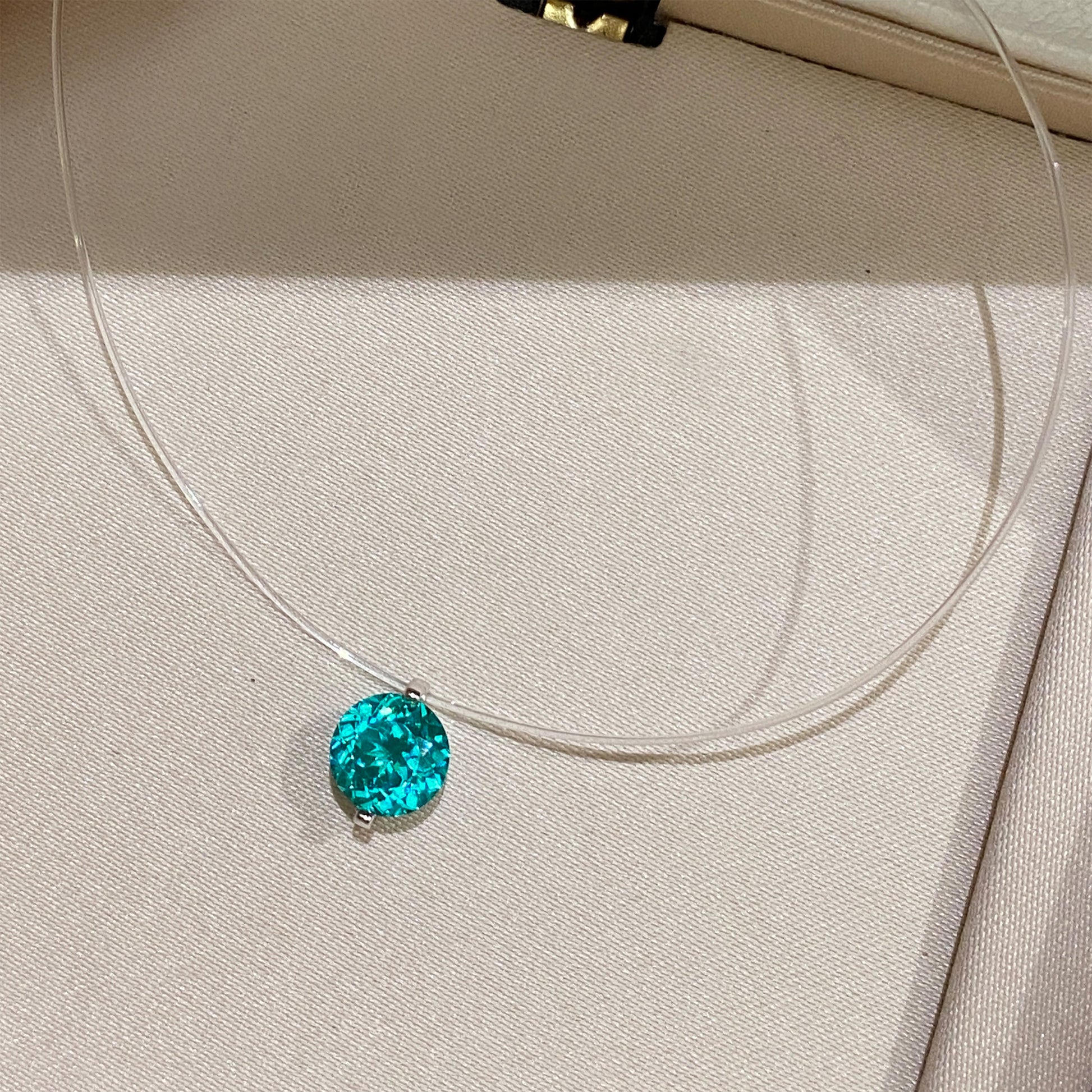 Paraiba Fishing Line Necklace｜Silver Necklace
