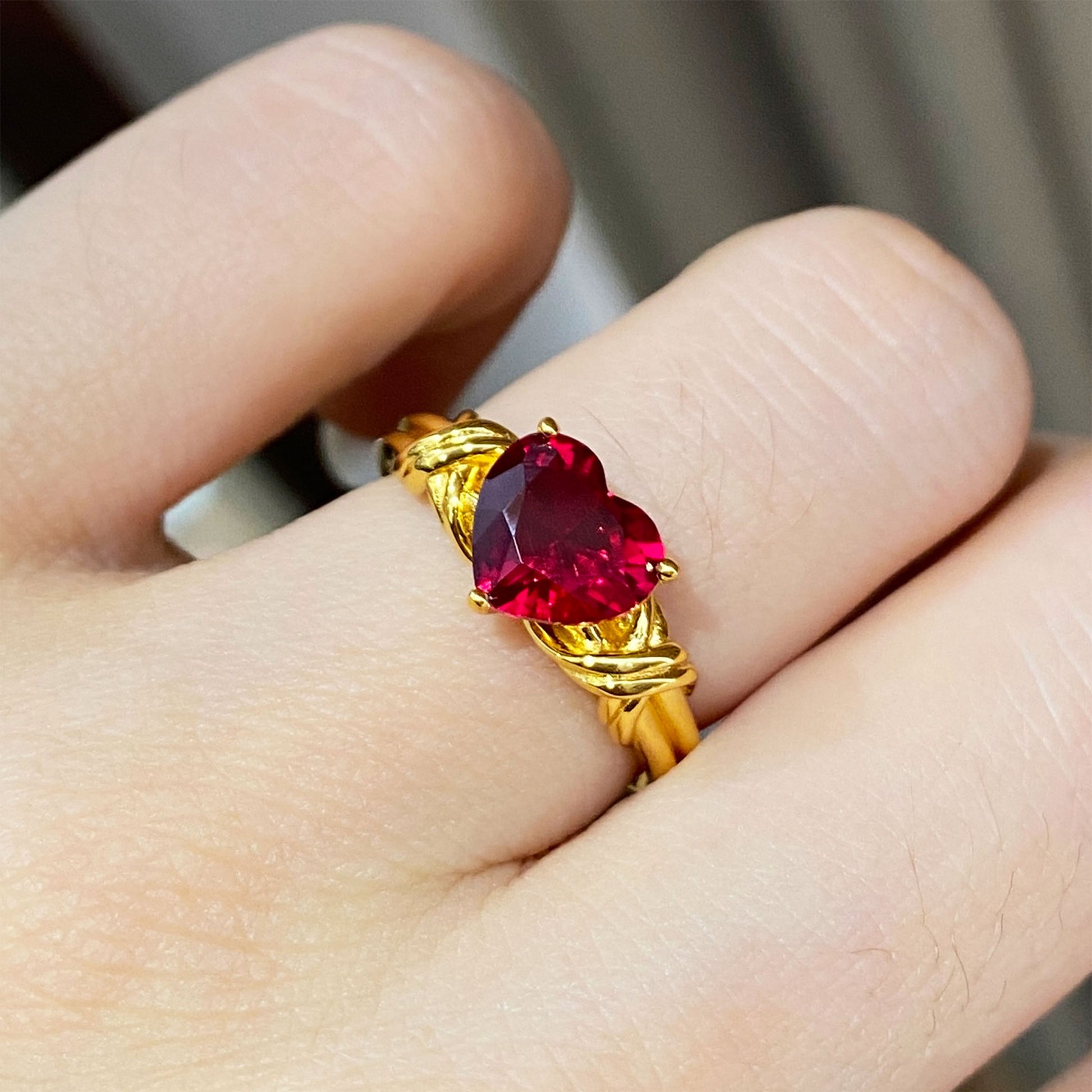 Red Ruby Heart Ring | Silver Ring