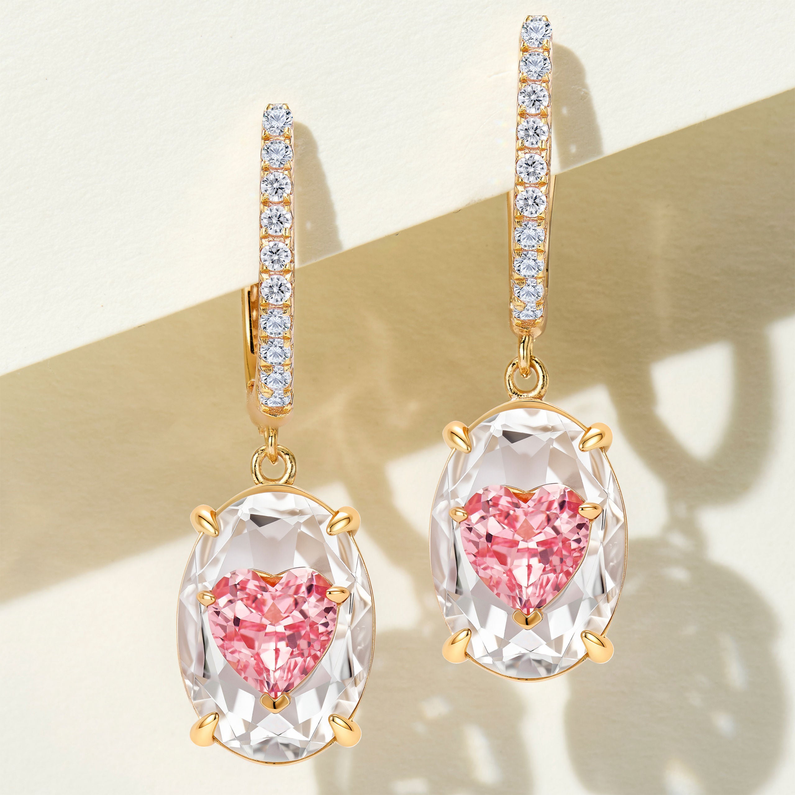 Lab-Grown Padparadscha Oval Earrings | Silver Earrings
