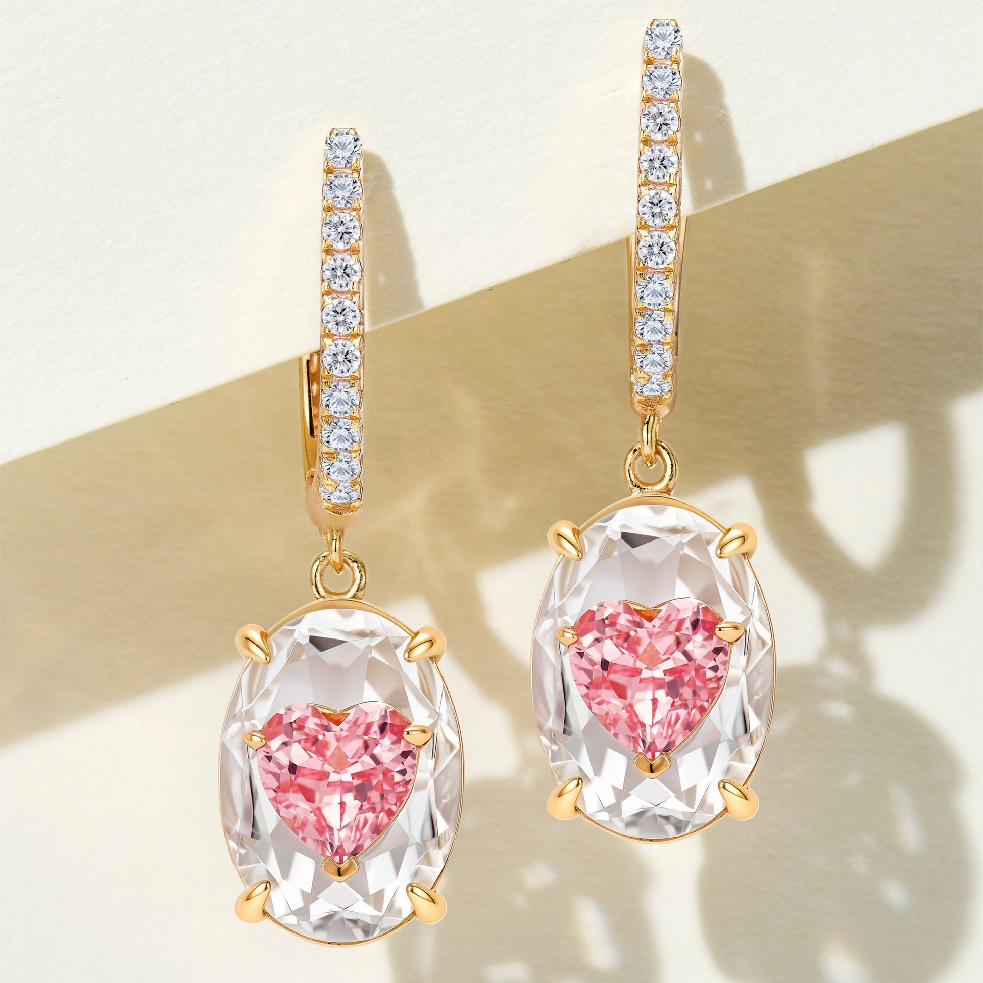 Lab-Grown Padparadscha Oval Earrings | Silver Earrings