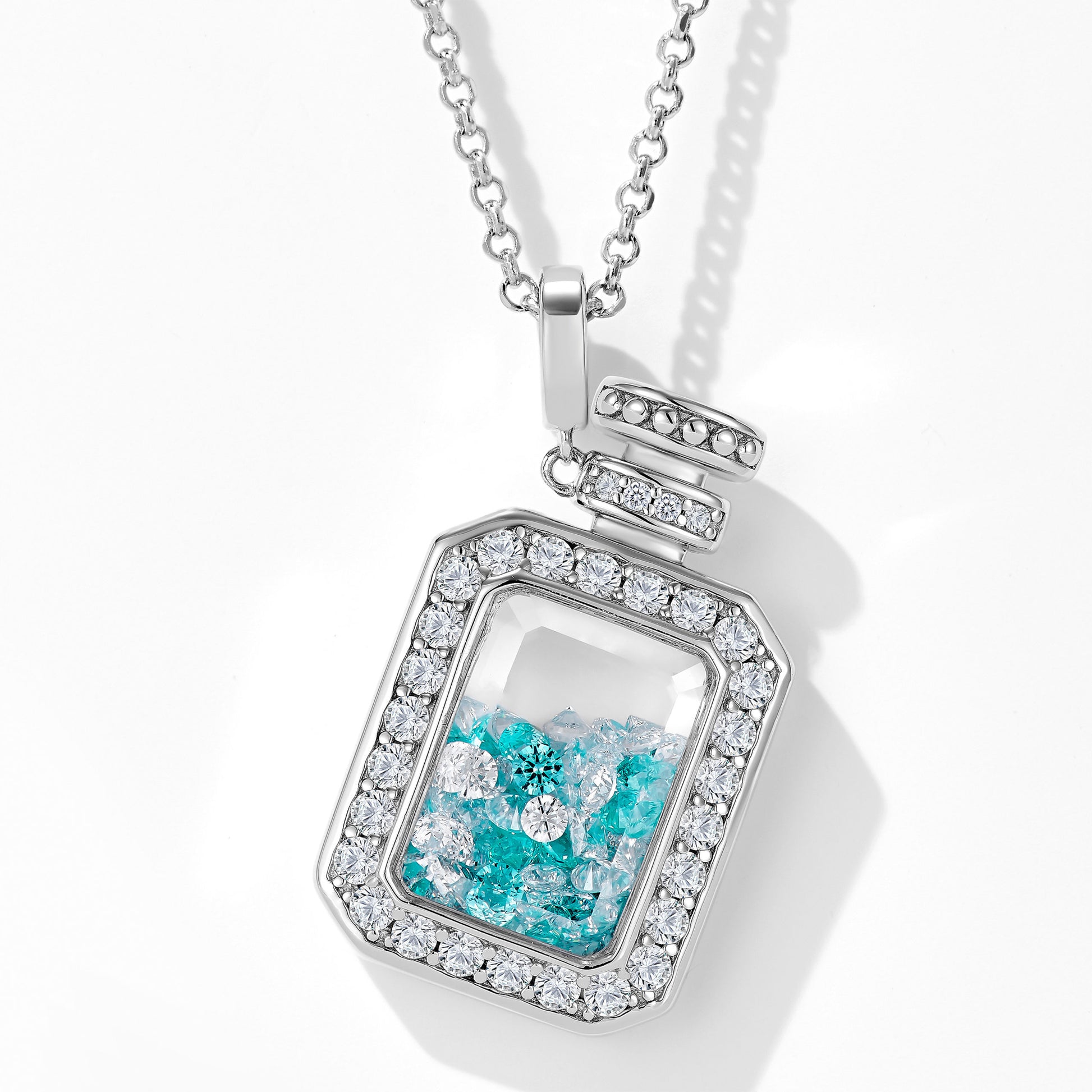 Halo Quicksand Wish Bottle Pendant｜Silver Necklace