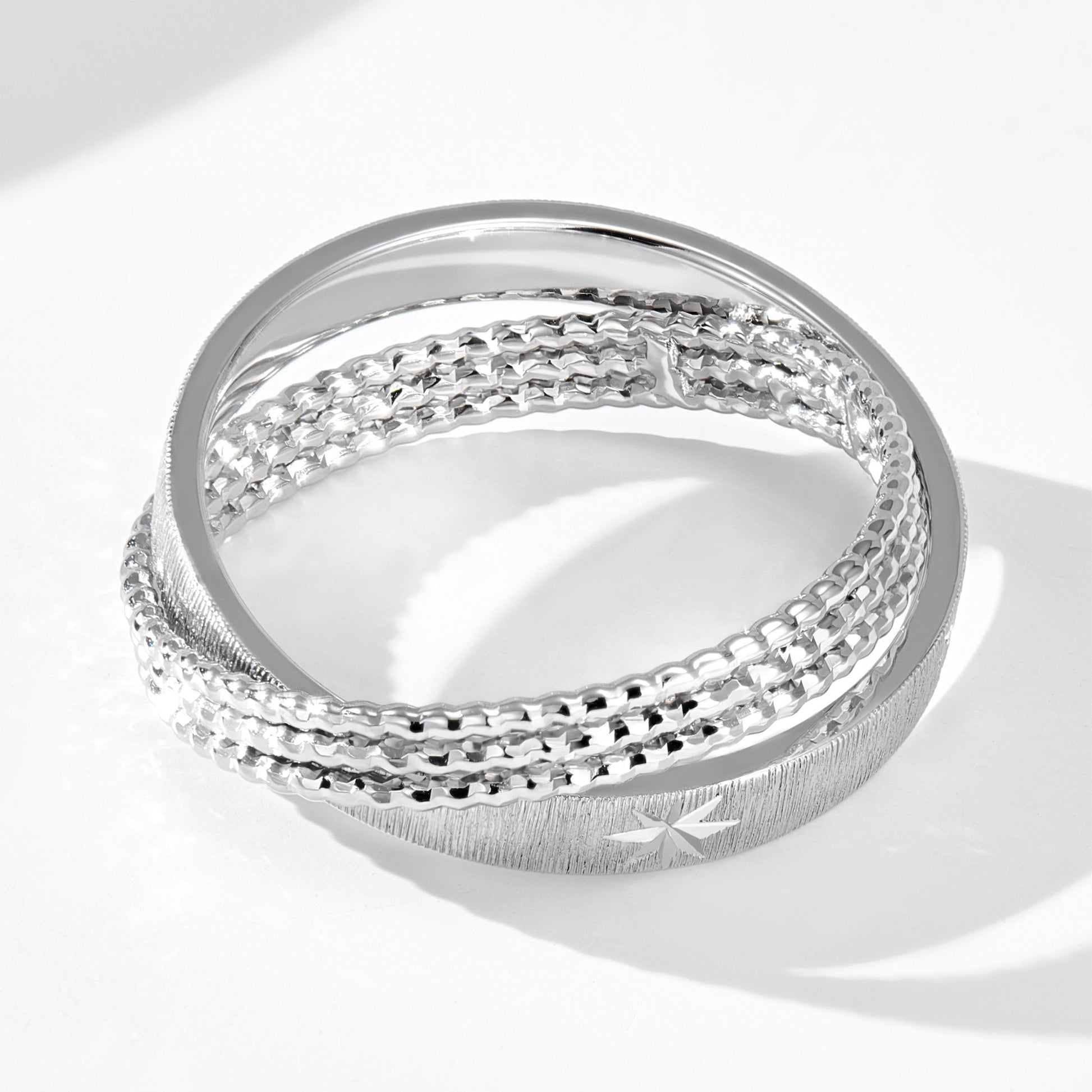 Star Engraved Layered Ring | Silver  Ring