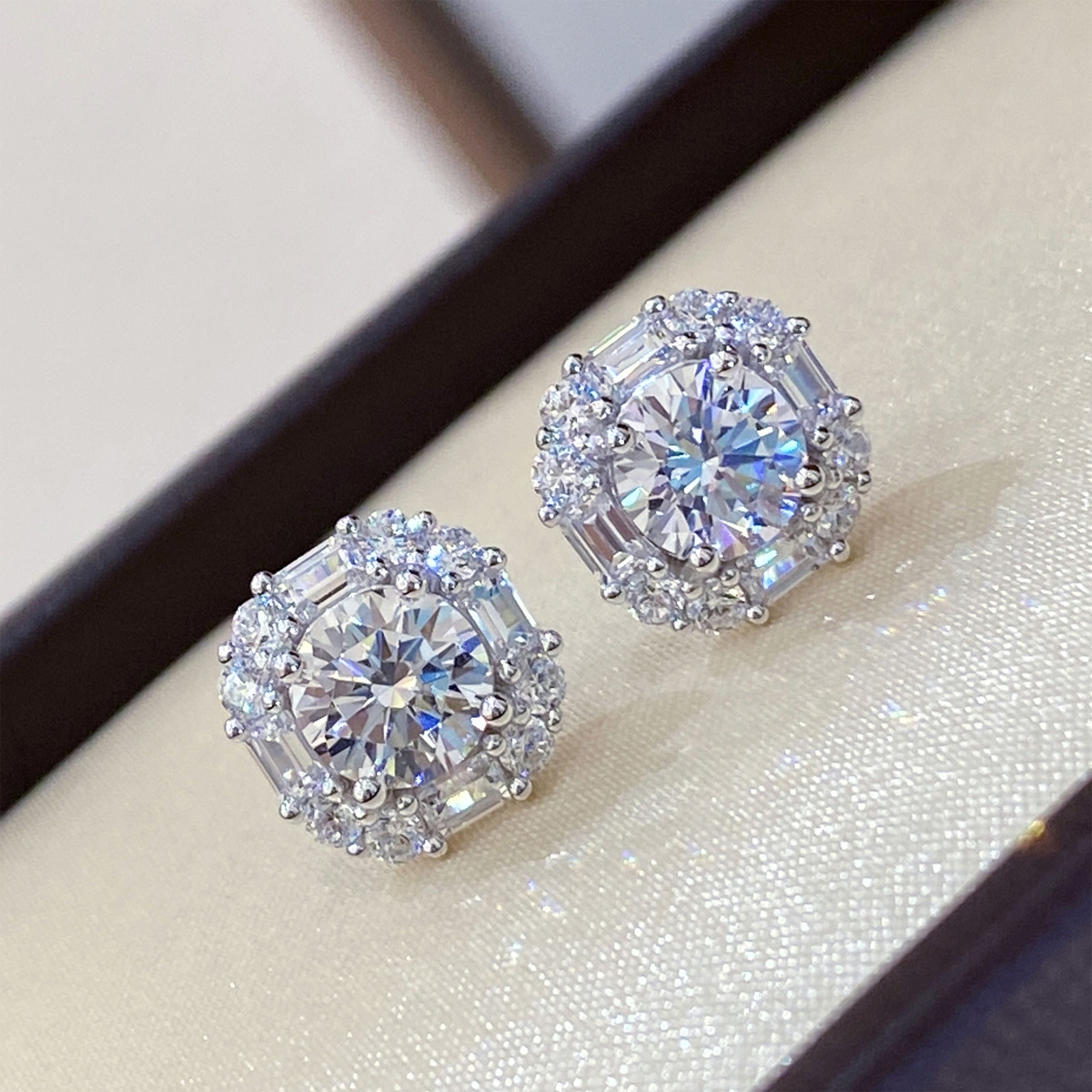 Trendy Brilliant Round Cut  Stud Earrings | Silver Earrings