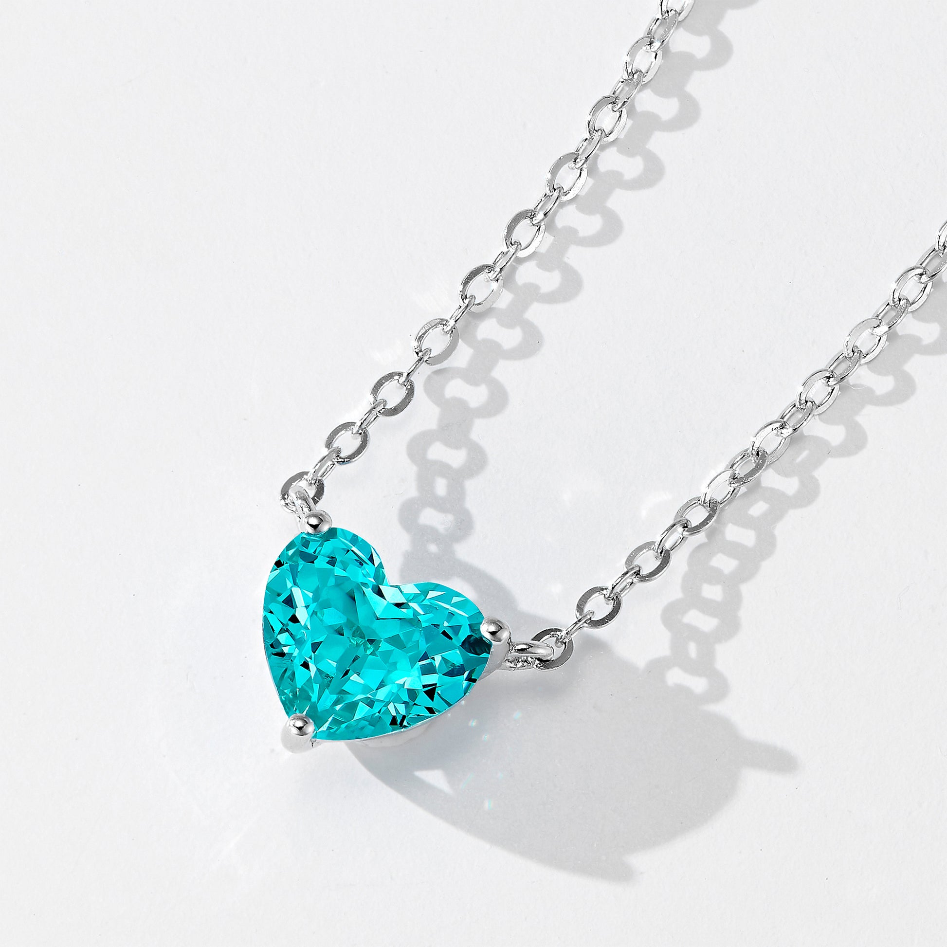 Blue Gemstone Heart Necklace｜Silver Necklace