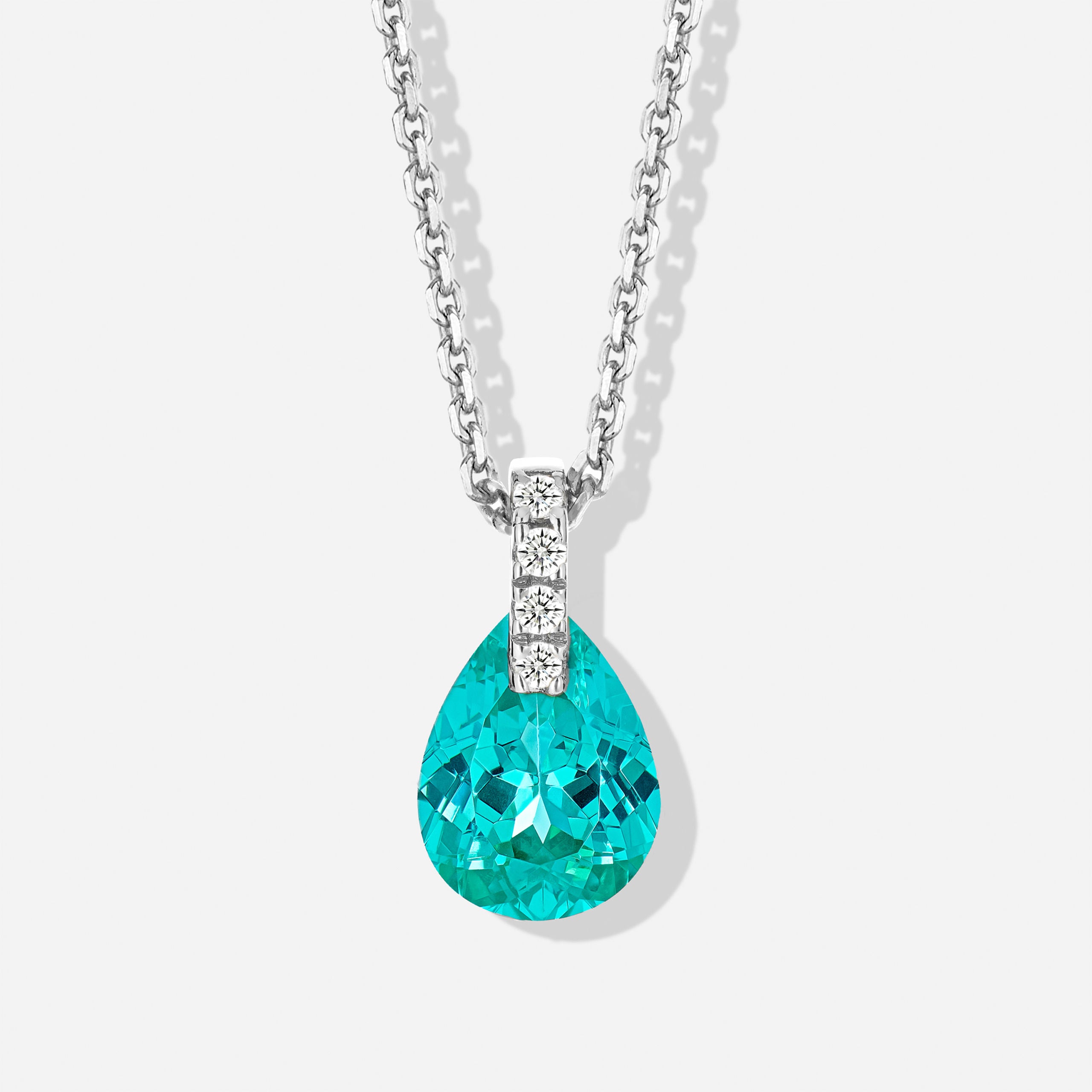 Paraiba Pear-Cut Necklace | Silver Necklace