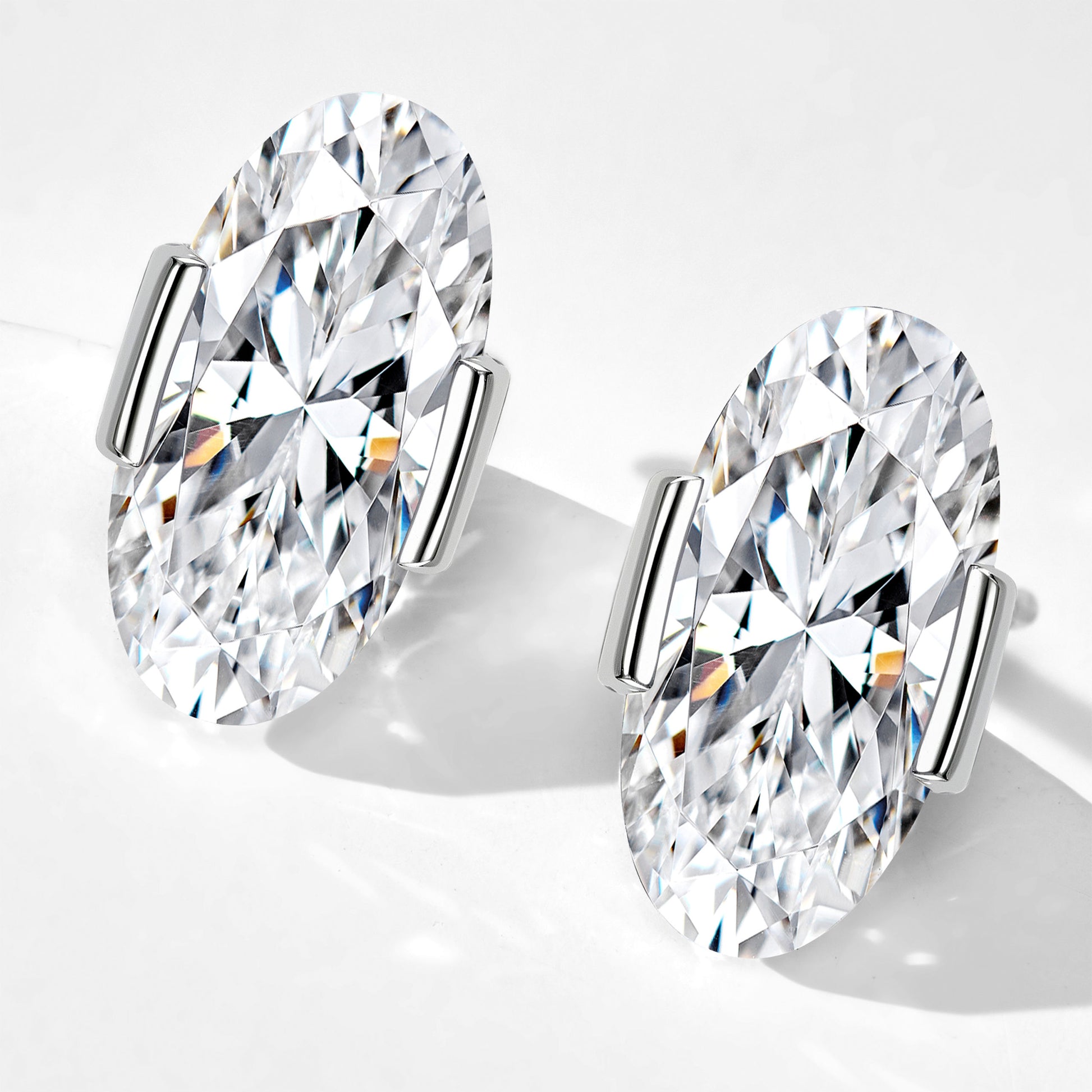 Simple Oval Cut Stud Earrings | Silver Earrings