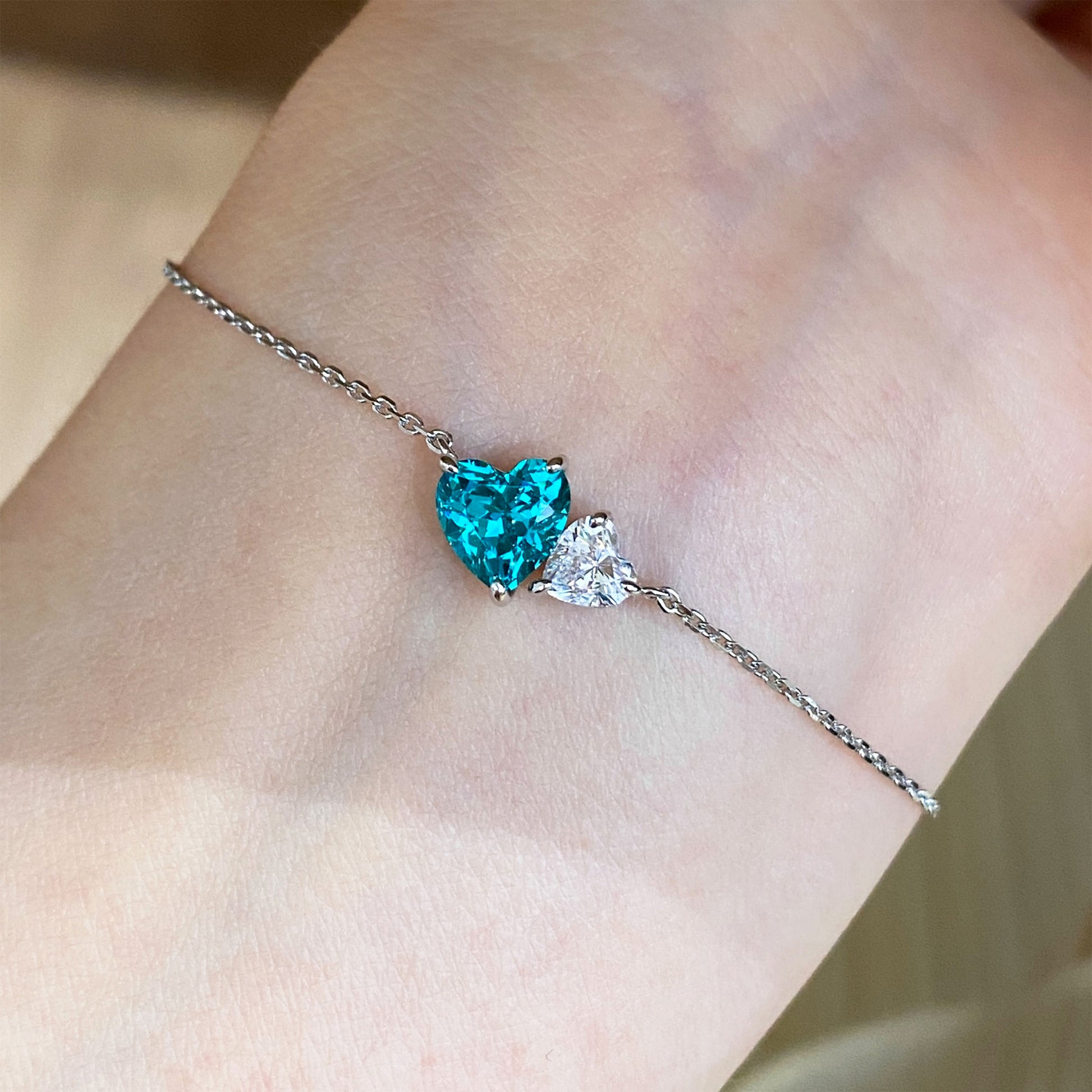 Two Color Heart Bracelet ｜Silver Bracelet