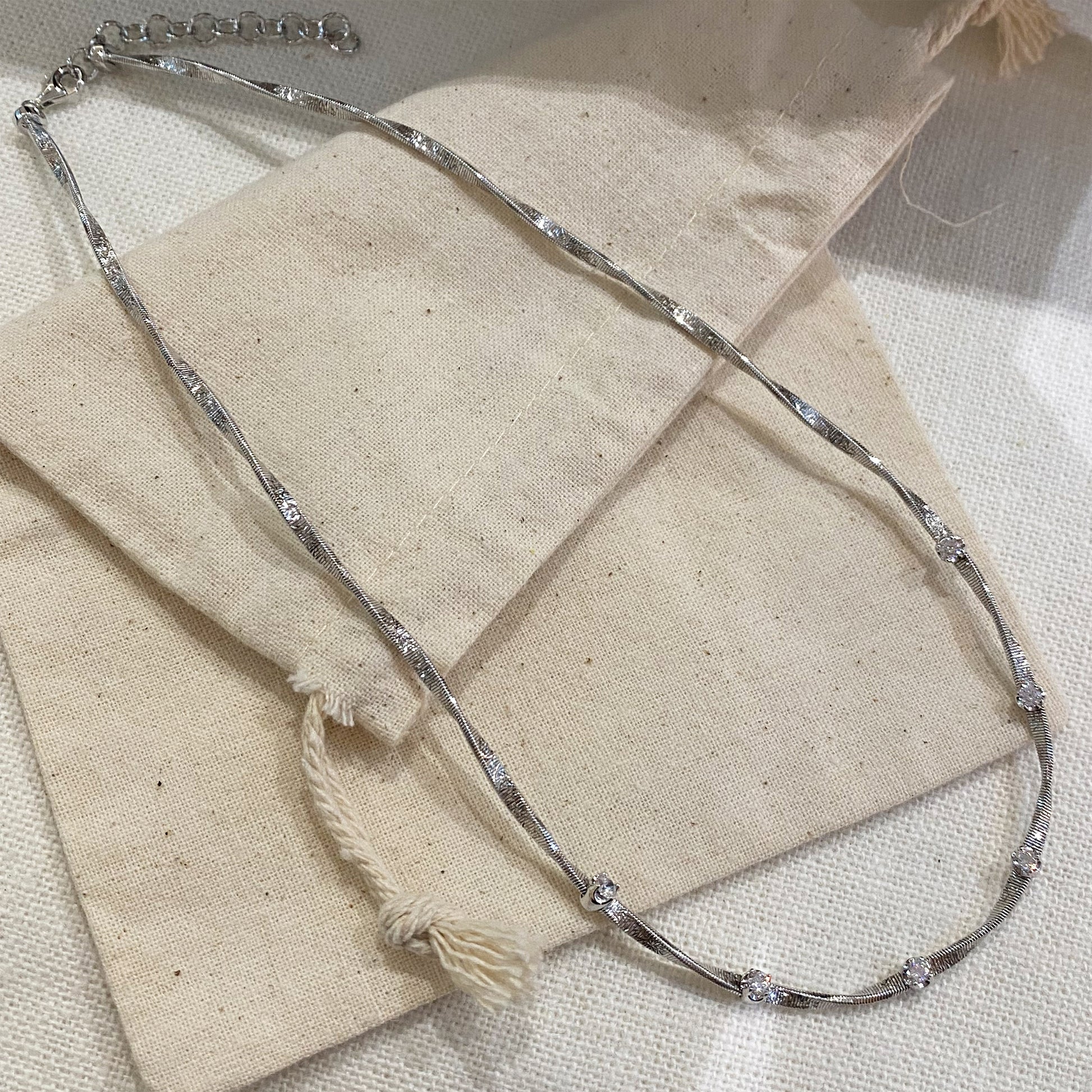 Italian Fine Gold Wire Necklace | Silver Necklace