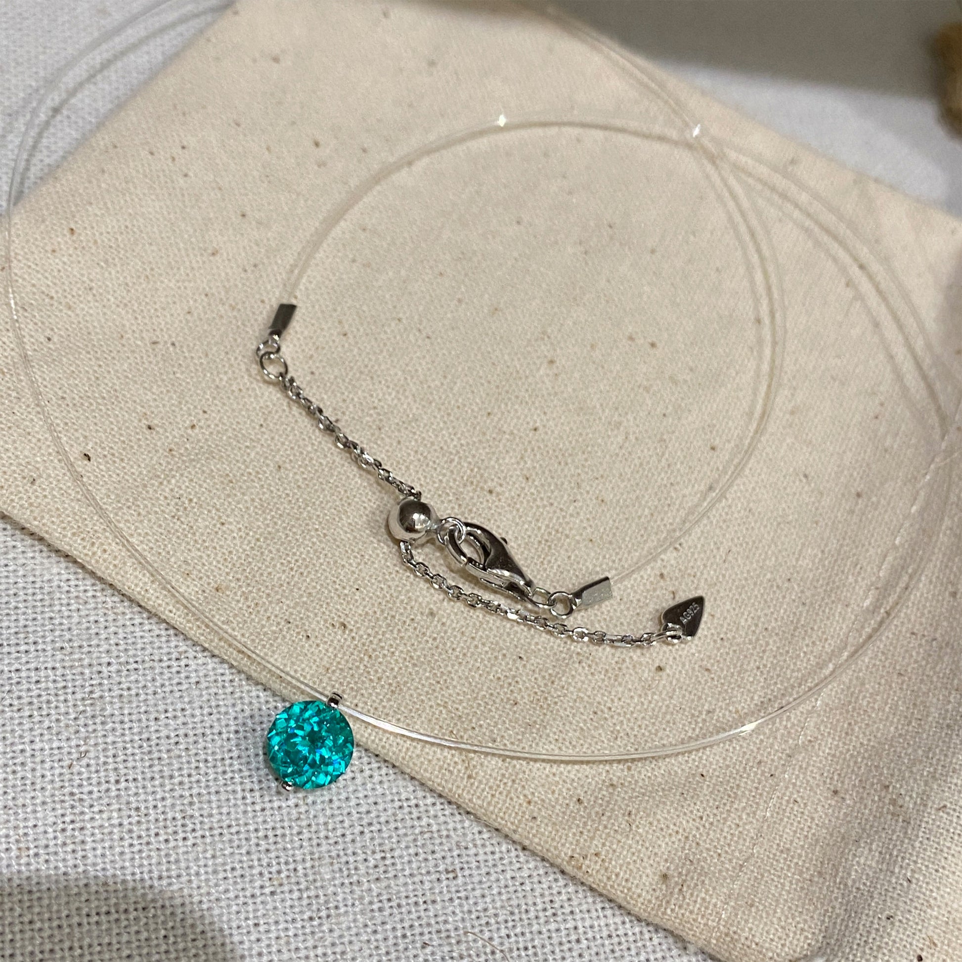 Paraiba Fishing Line Necklace｜Silver Necklace