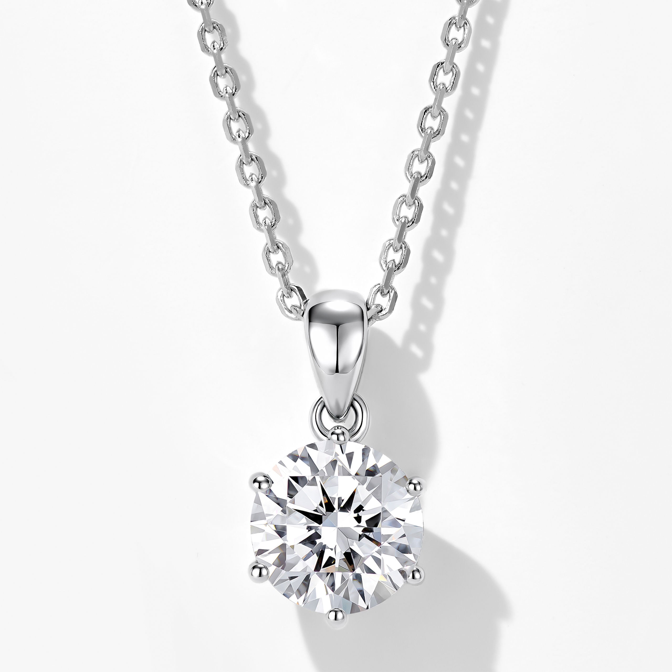 Lab Grown Diamond Solitaire Pendant | Silver Necklace
