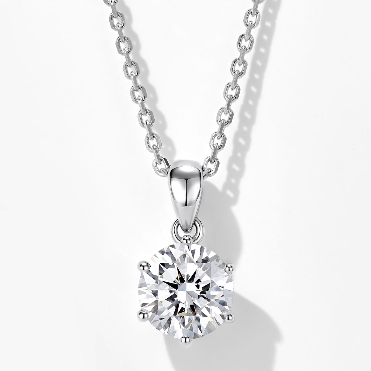 Lab Grown Diamond Solitaire Pendant | Silver Necklace