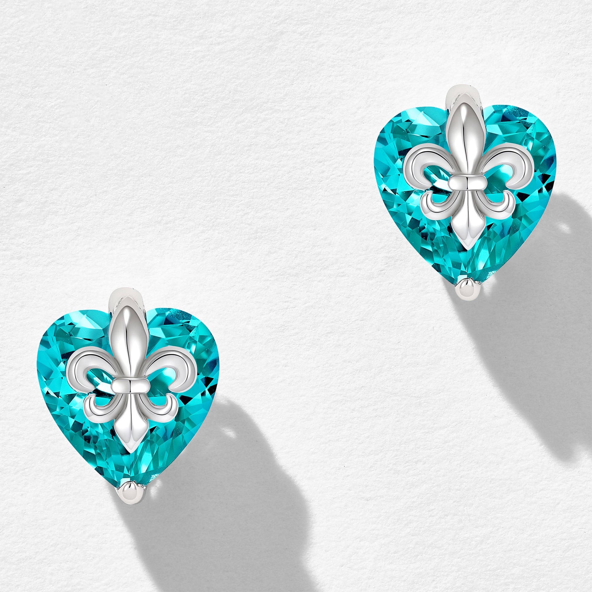 Paraiba Iris Flower Heart  Earrings | Silver Earrings