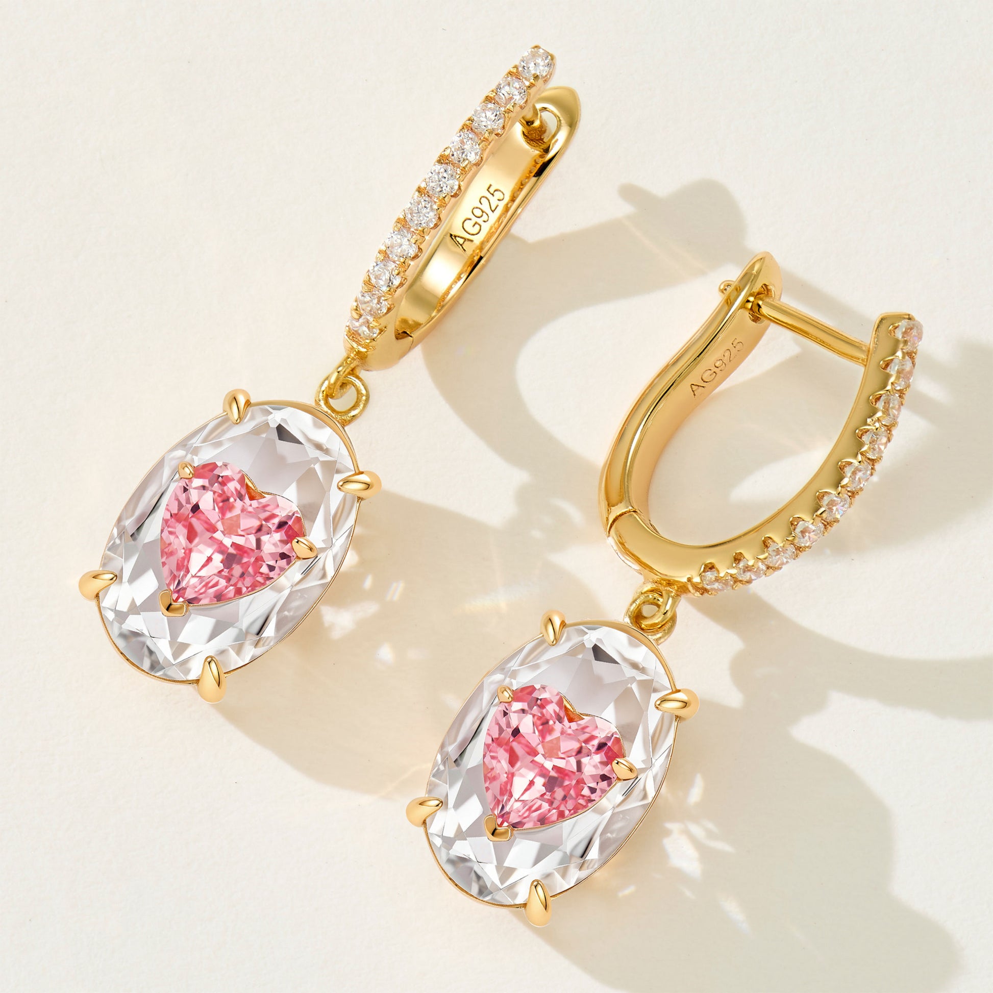 Lab-Grown Padparadscha Oval Earrings | Silver Earrings
