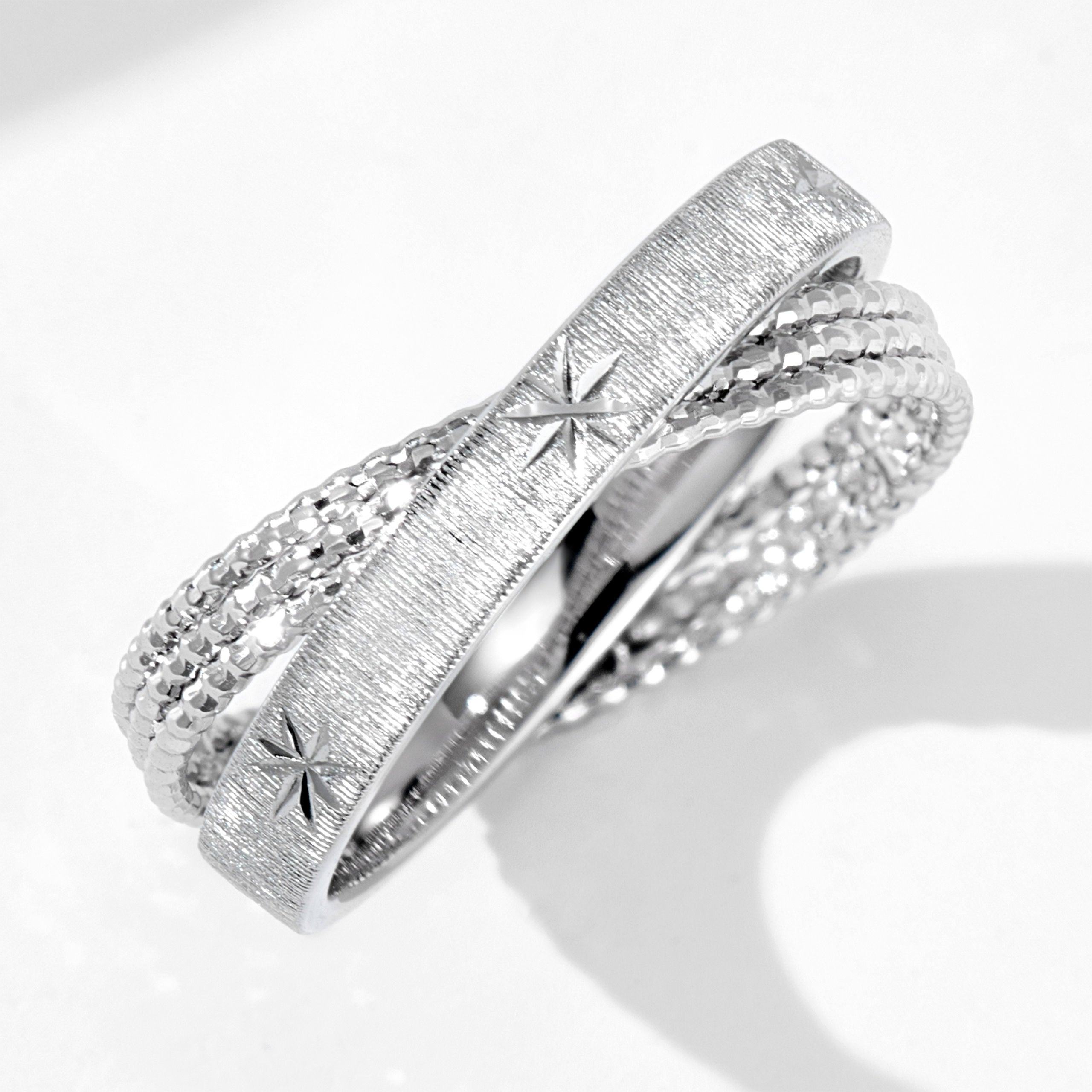 Star Engraved Layered Ring | Silver  Ring