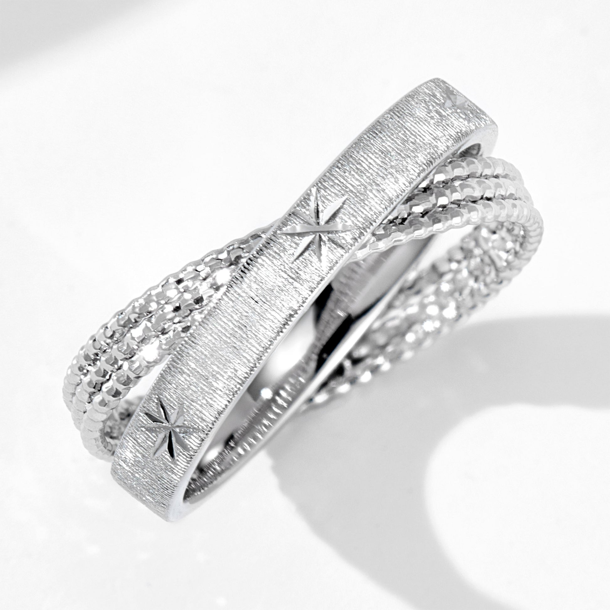 Star Engraved Layered Ring | Silver  Ring
