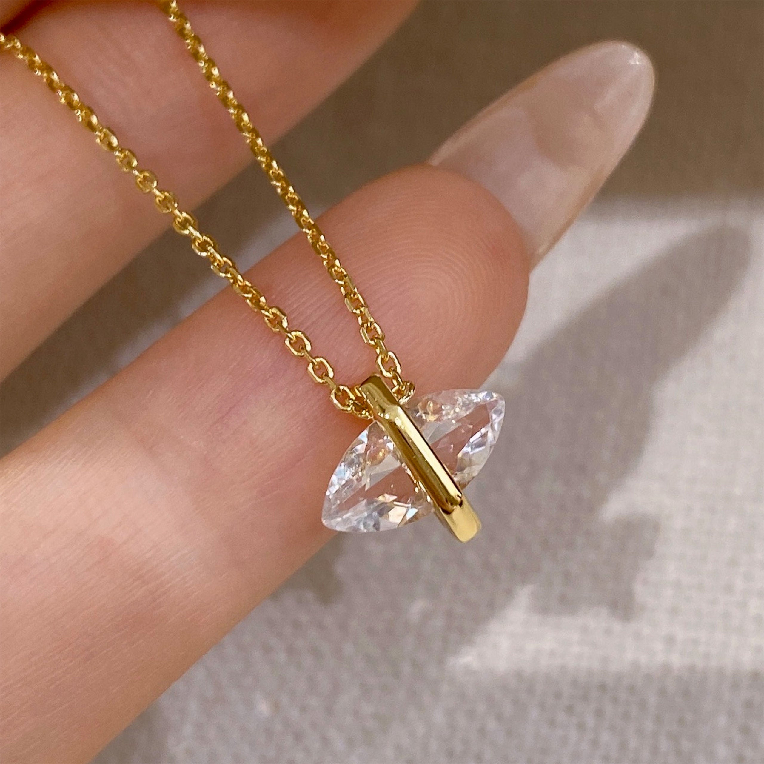 White Crystal Marquise Necklace｜Silver Necklace