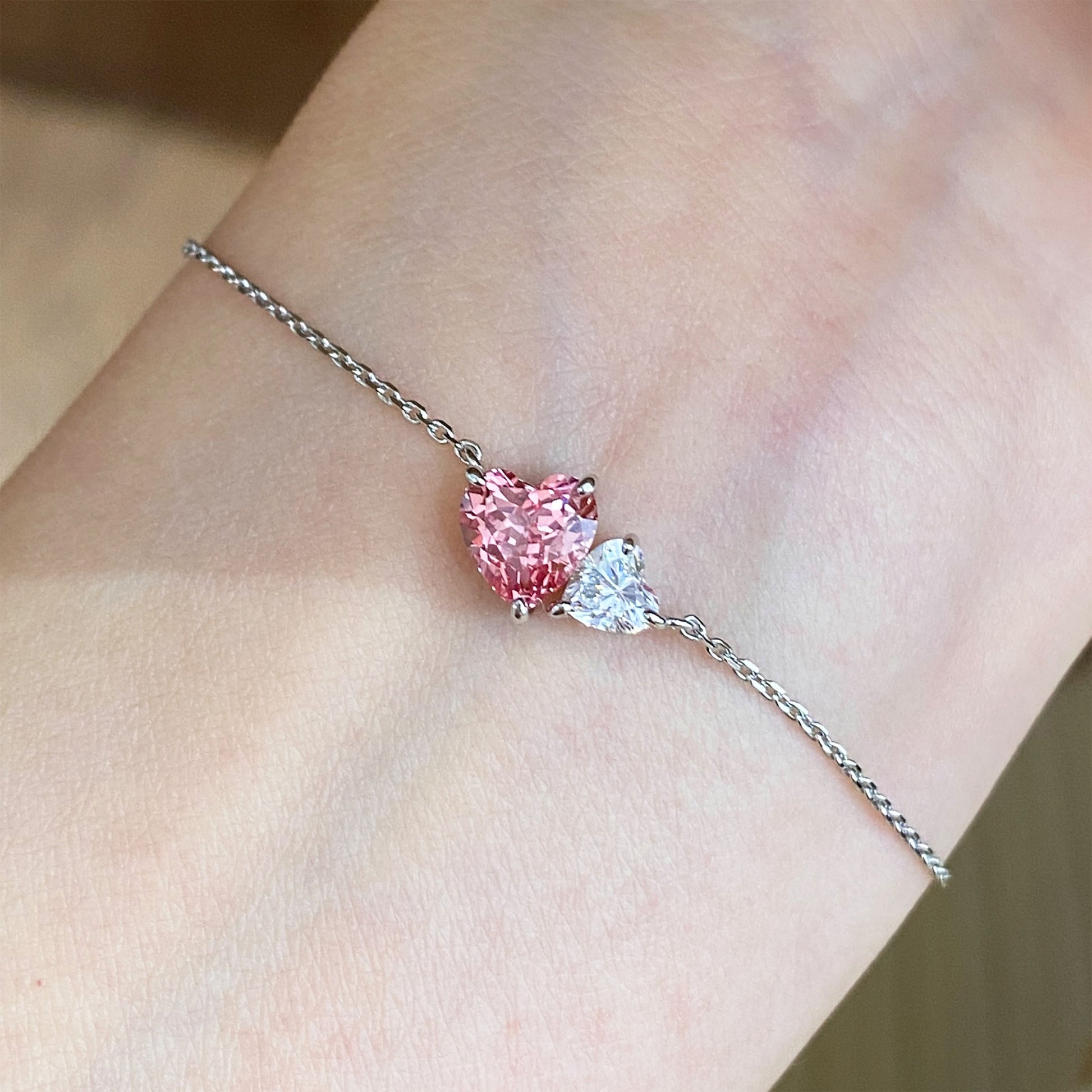 Two Color Heart Bracelet ｜Silver Bracelet