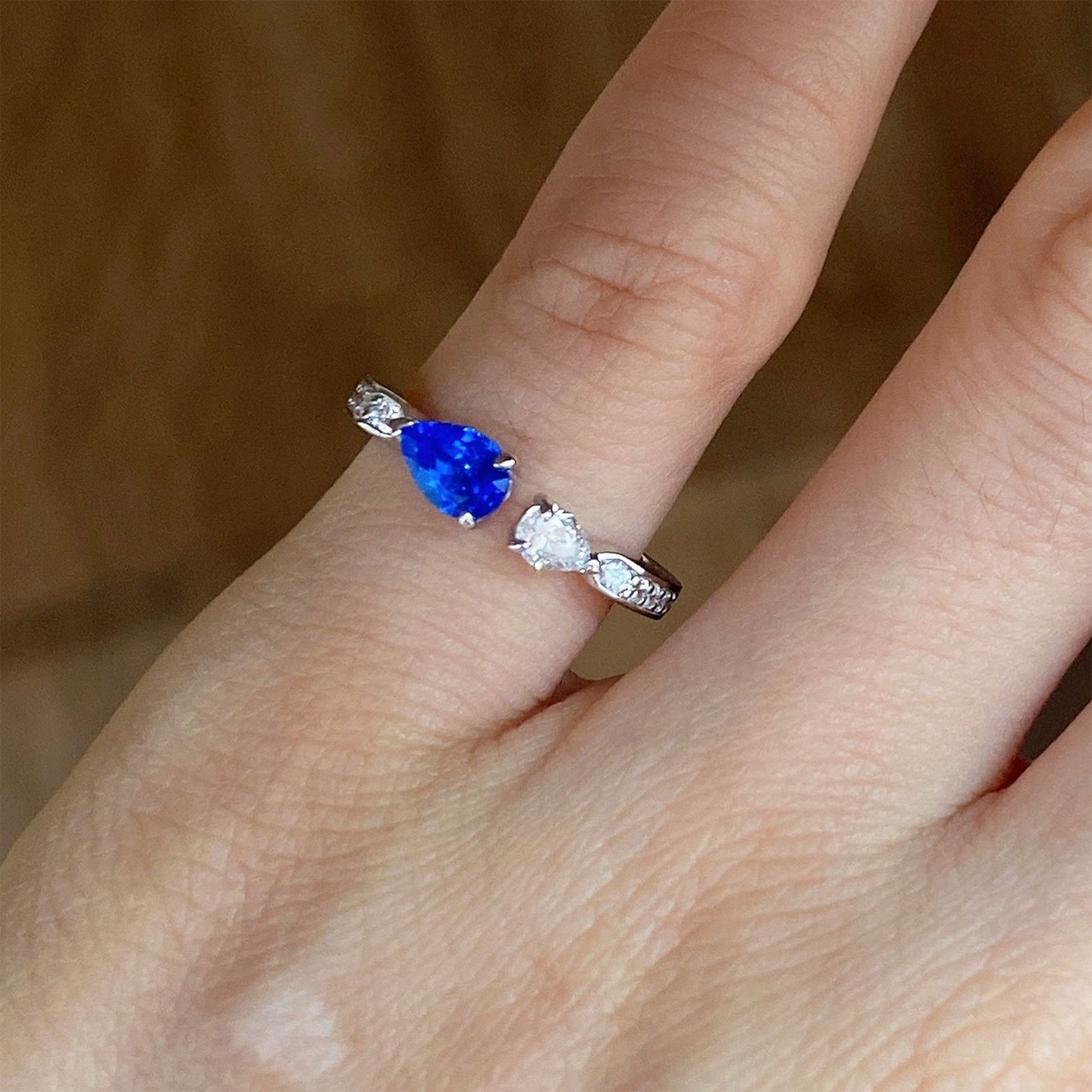 Double Teardrop Open Pinky Ring | Silver Ring