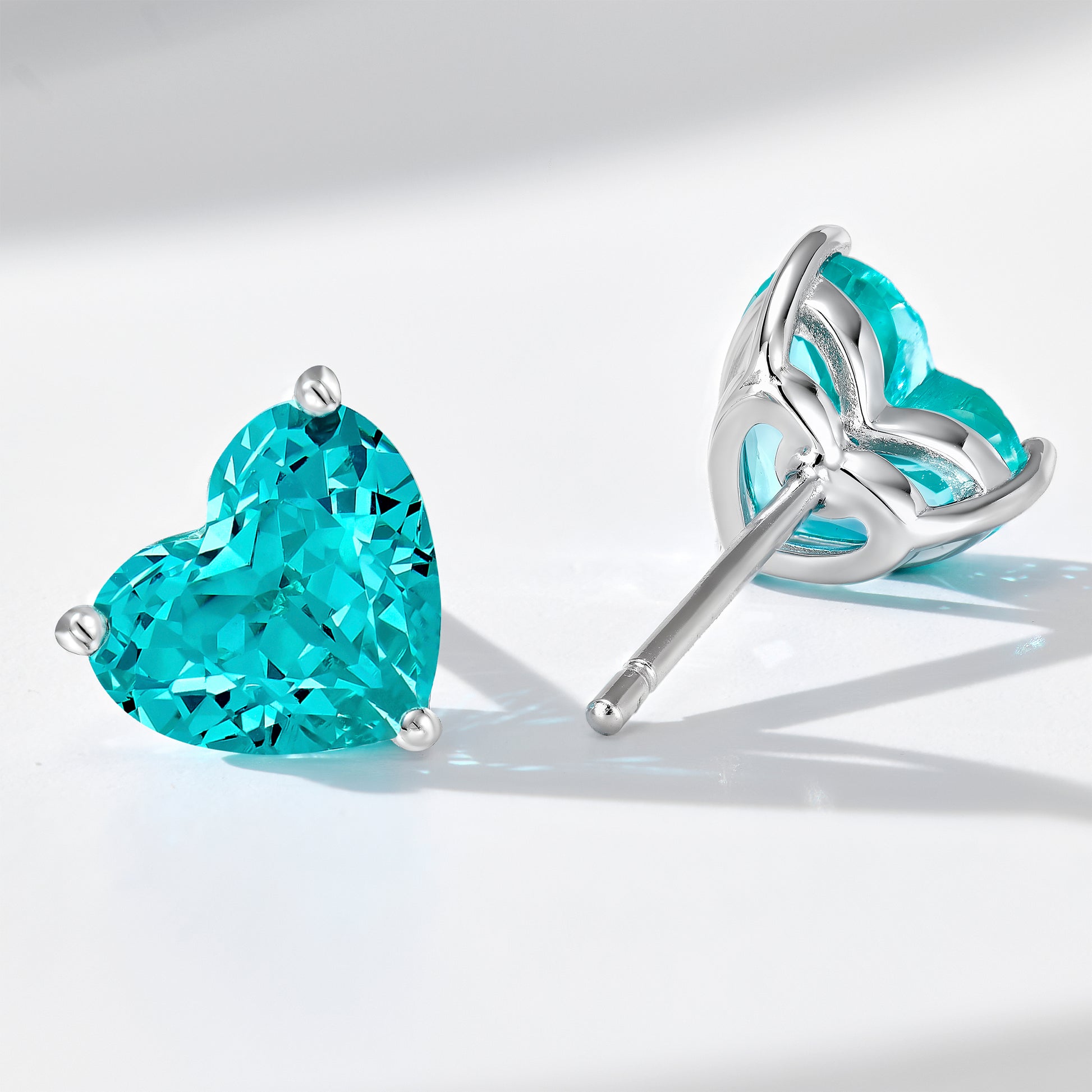 Blue Gemstone Heart  Earrings | Silver Earrings