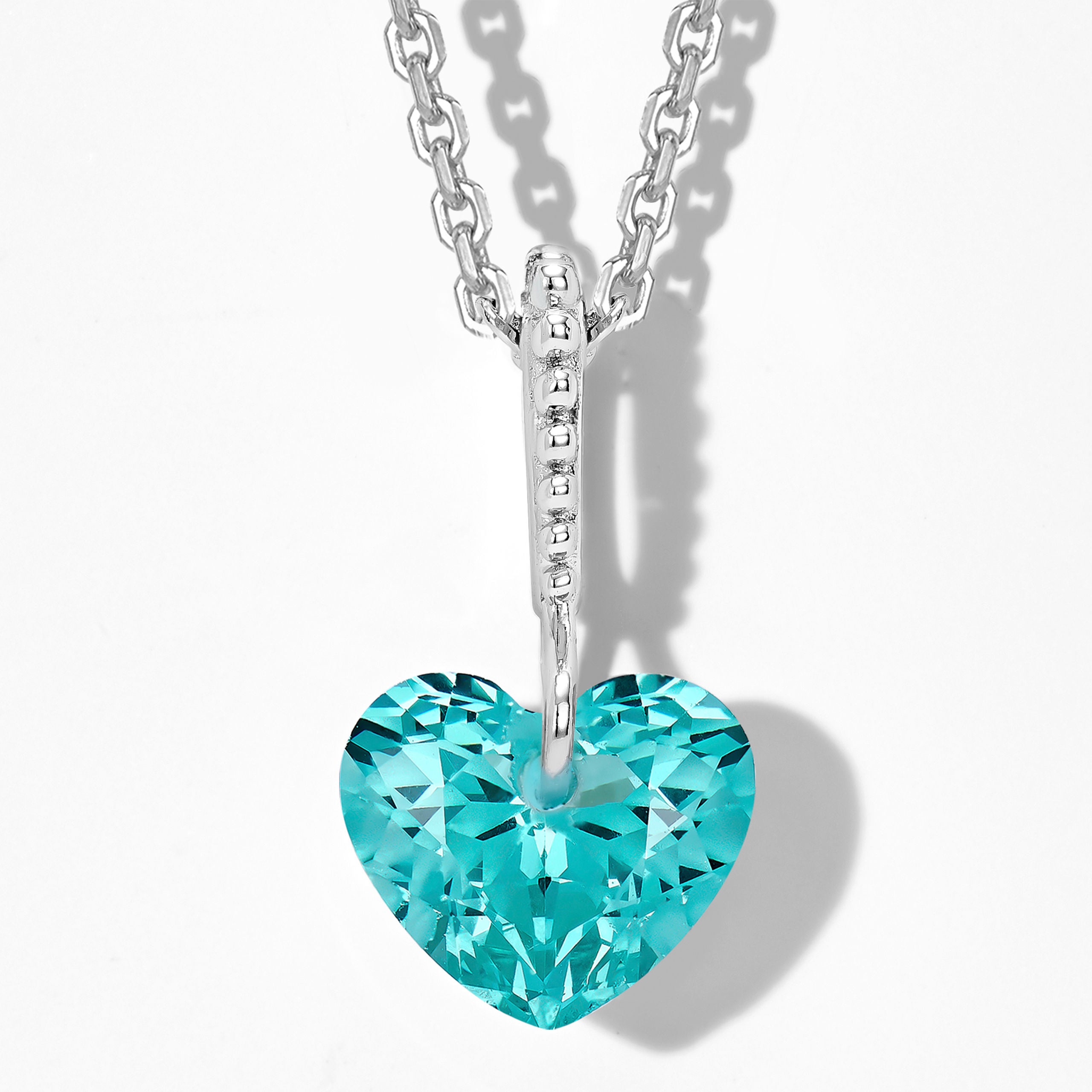 Paraiba Simple Heart Necklace｜Silver Necklace