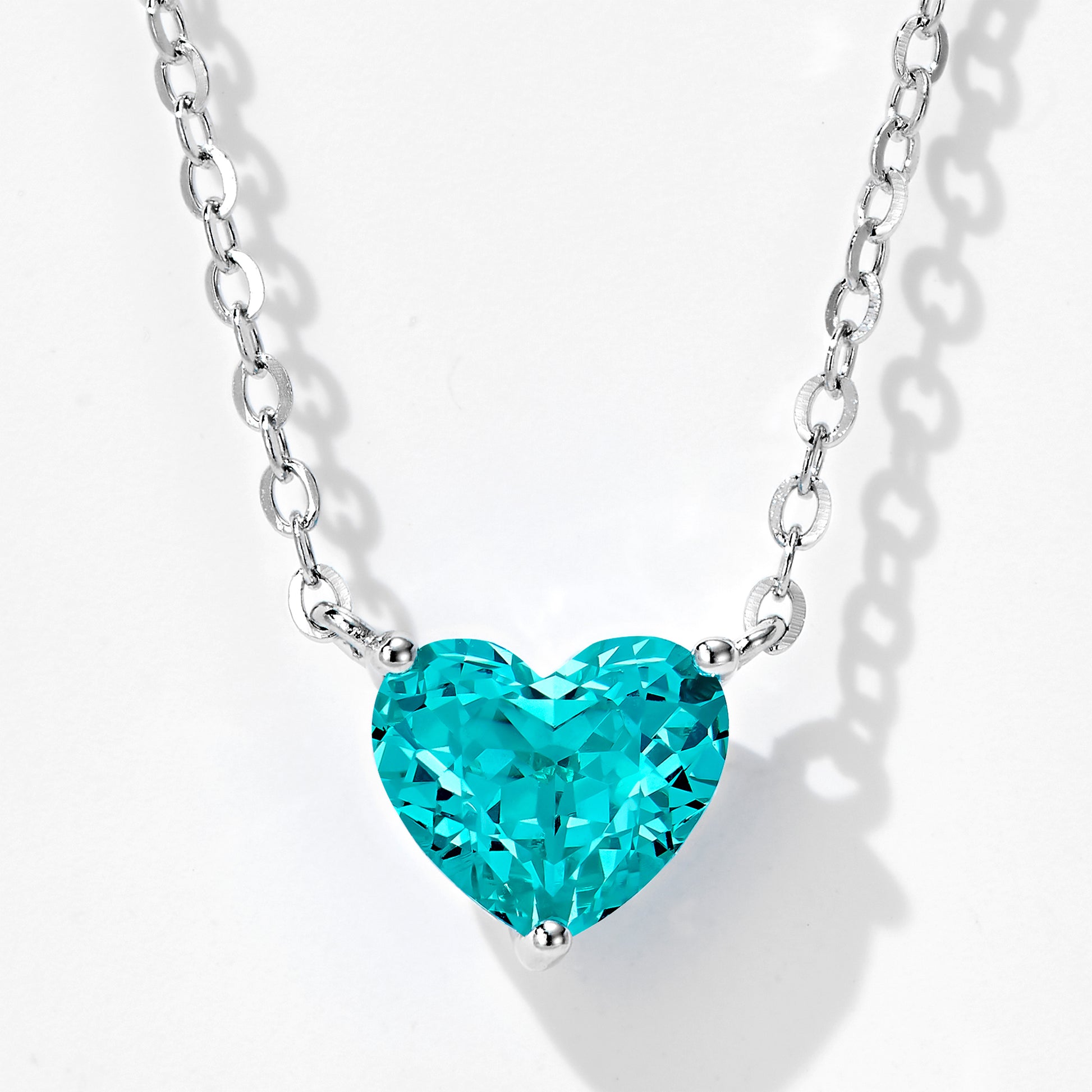Blue Gemstone Heart Necklace｜Silver Necklace