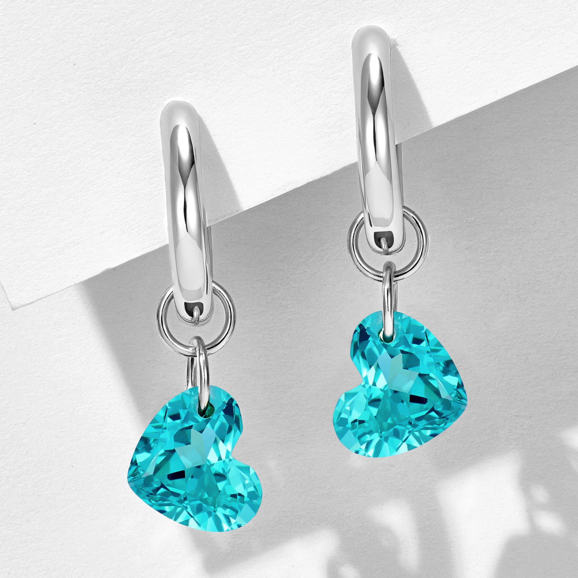 Paraiba Heart  Drop Earrings | Silver Earrings